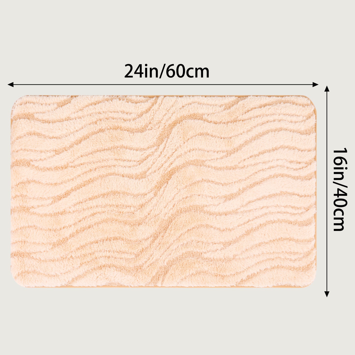 Wave Pattern Bathroom Mat Soft Absorbent Non-Slip Back Machine Washable Dry Bath Mats
