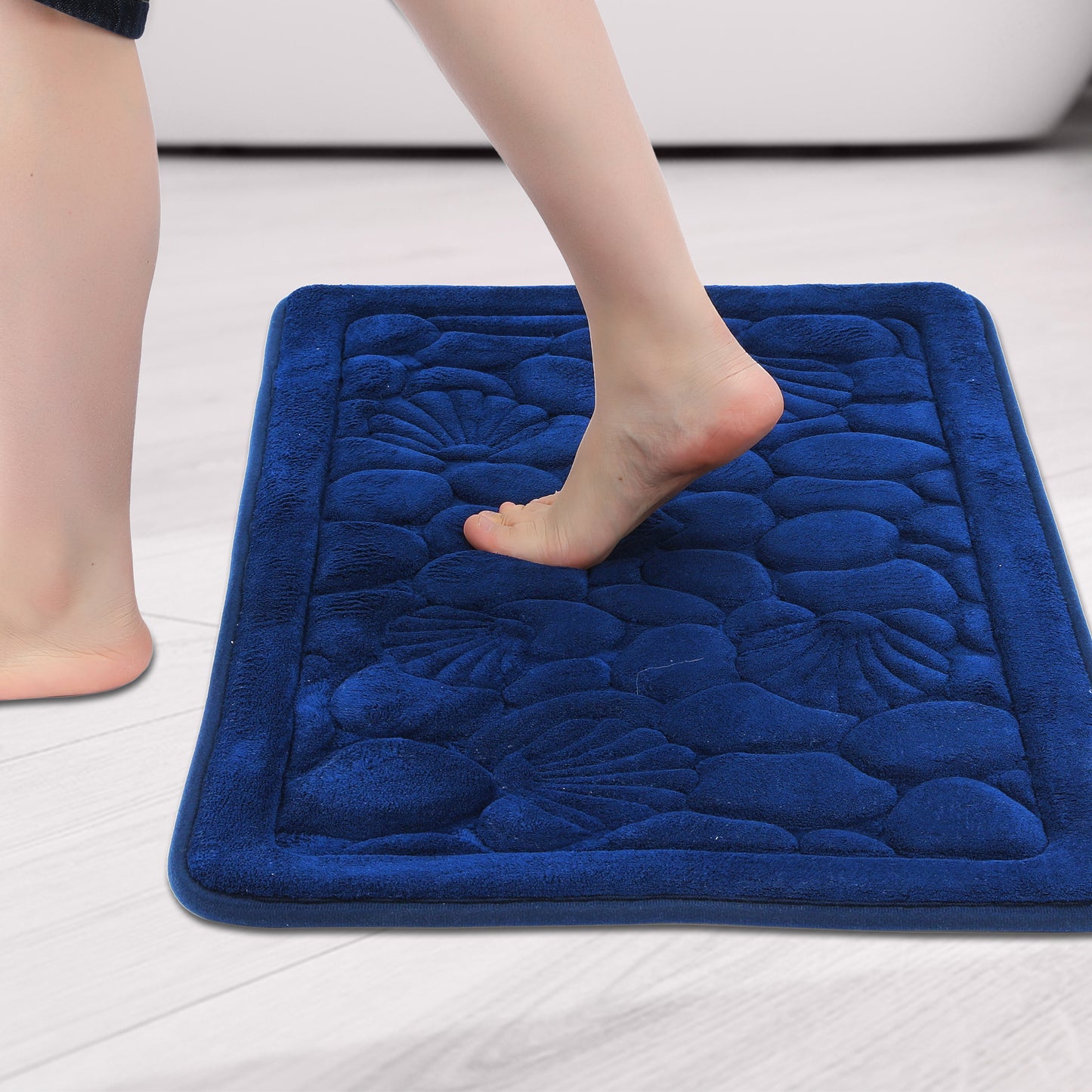 Shell Pattern Bathroom Mat Soft Memory Foam Absorbent Non-Slip Machine Washable Bath Mats
