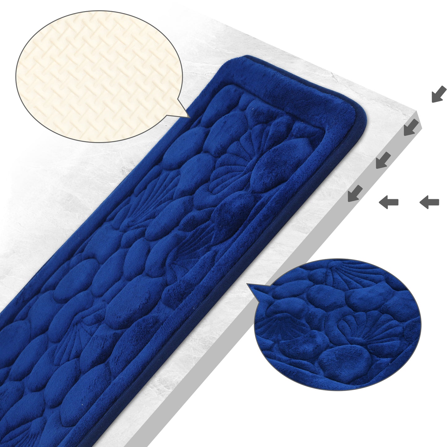 Shell Pattern Bathroom Mat Soft Memory Foam Absorbent Non-Slip Machine Washable Bath Mats