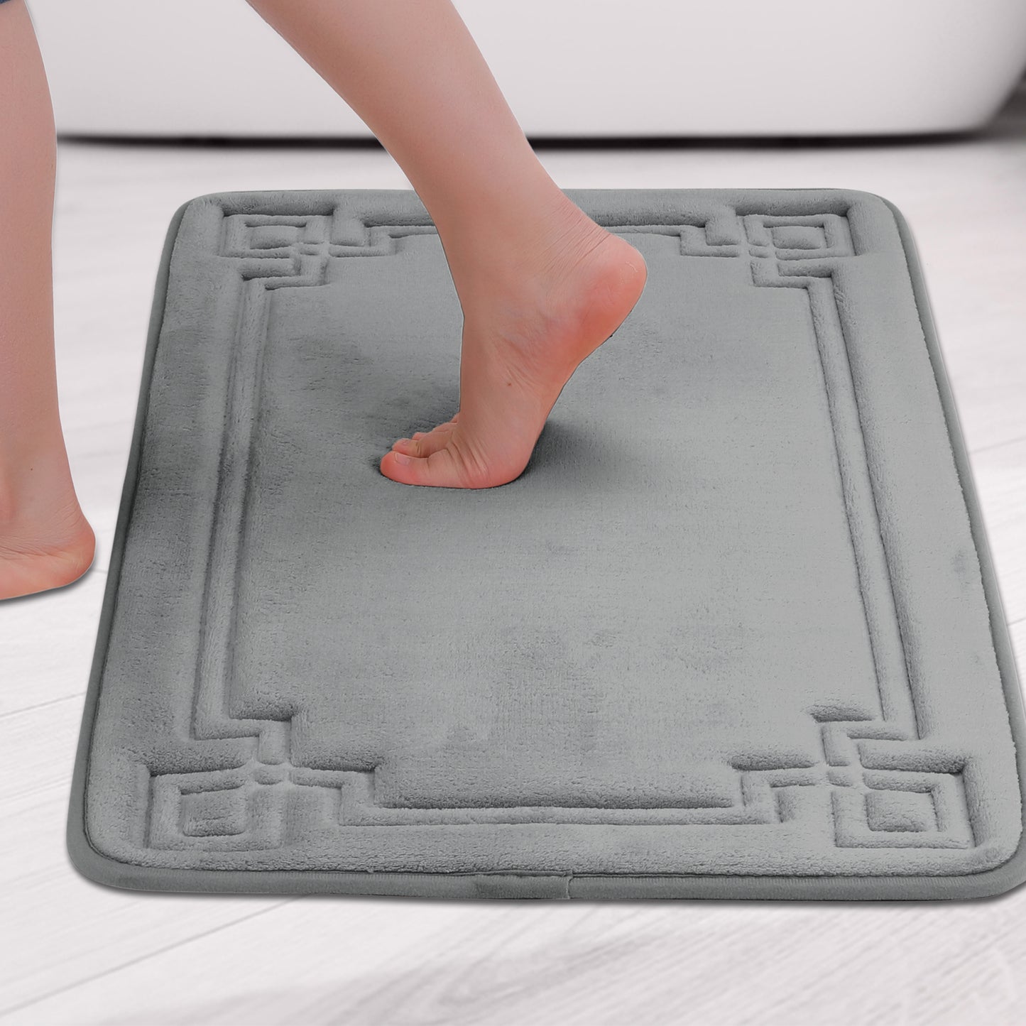 Geometric Pattern Bathroom Mat Soft Memory Foam Absorbent Non-Slip Back Washable Bath Mats