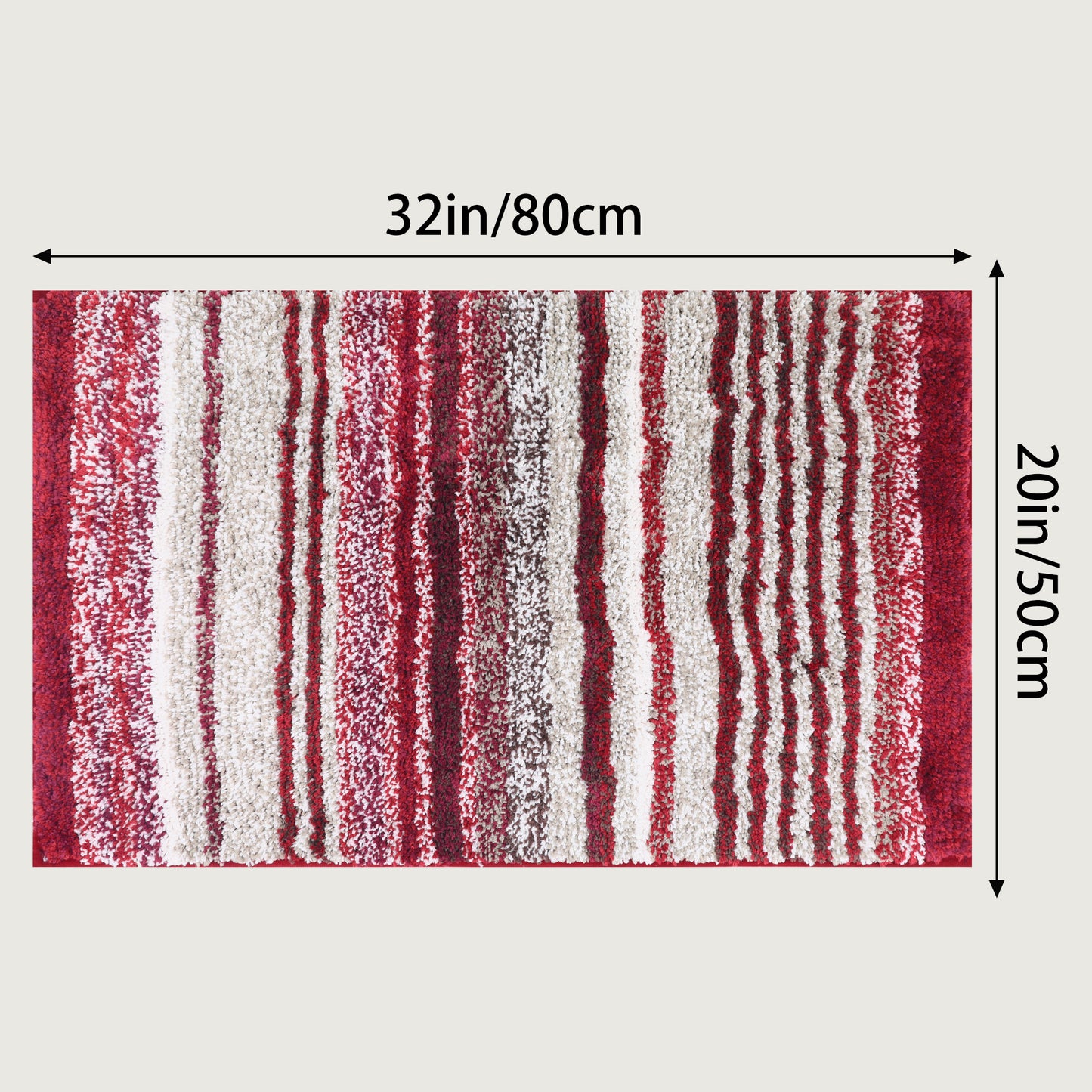 Striped Bathroom Mat Soft Absorbent Non-Slip Backing Quick Dry Machine Washable Bath Mats