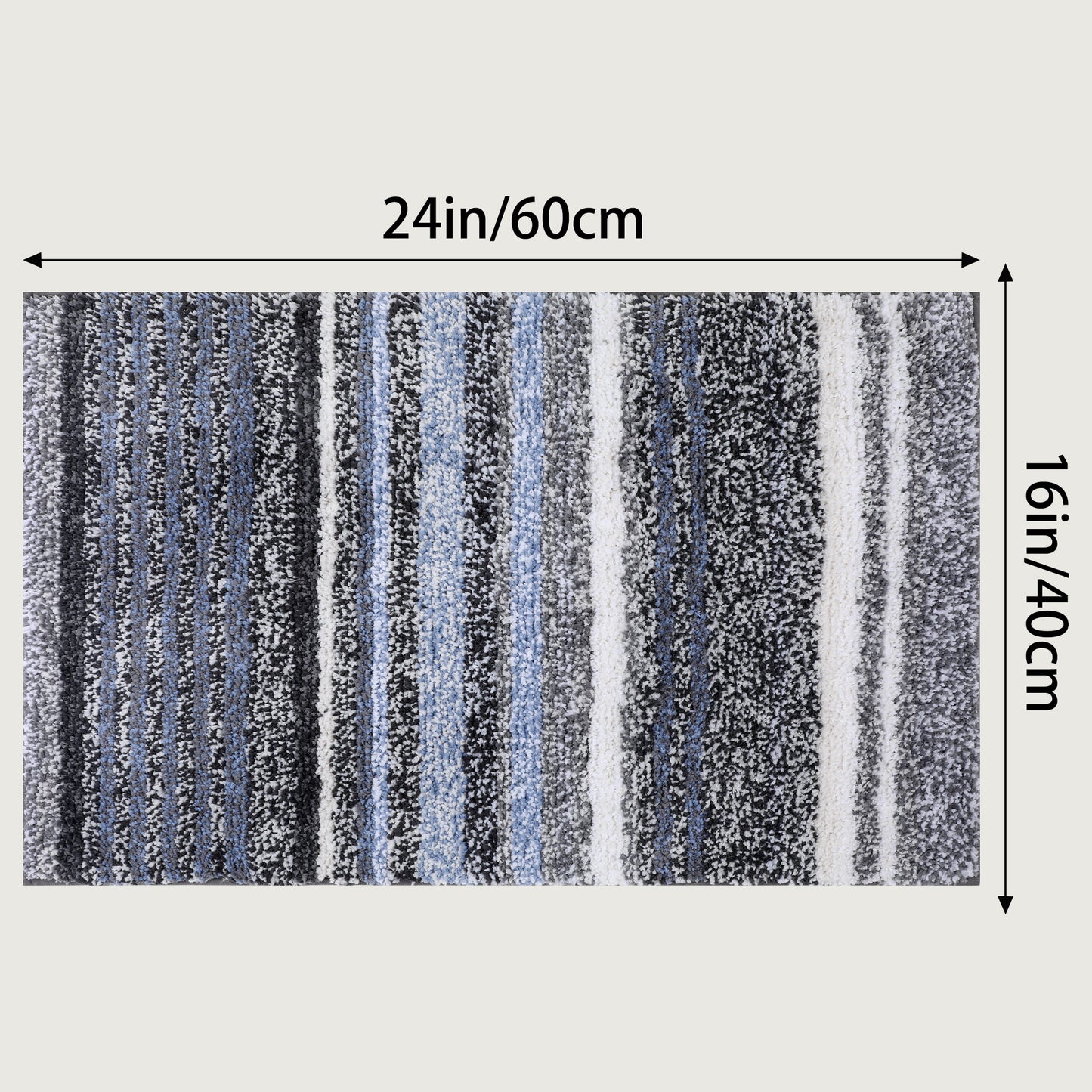 Striped Bathroom Mat Soft Absorbent Non-Slip Backing Quick Dry Machine Washable Bath Mats