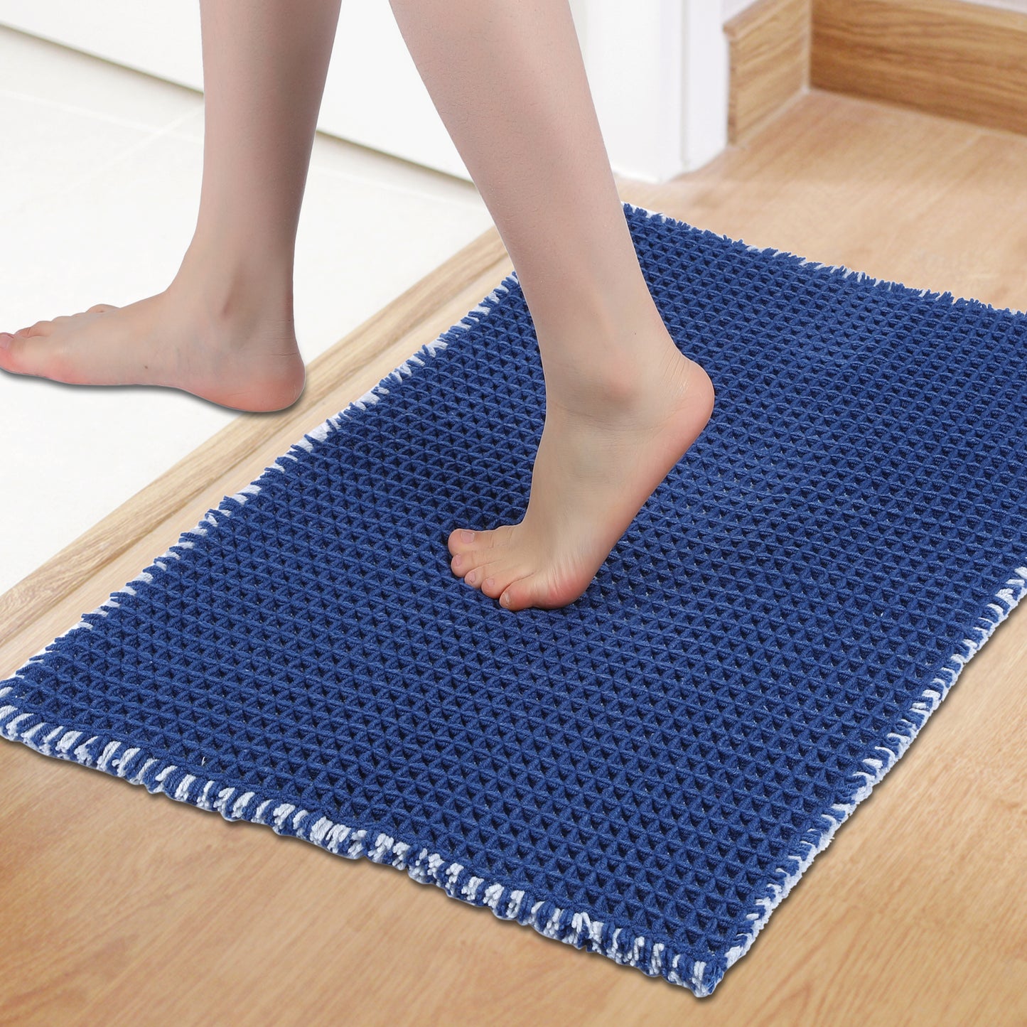 Waffle Bathroom Mat Soft Absorbent Laundry Room Washable Thick Bath Mats