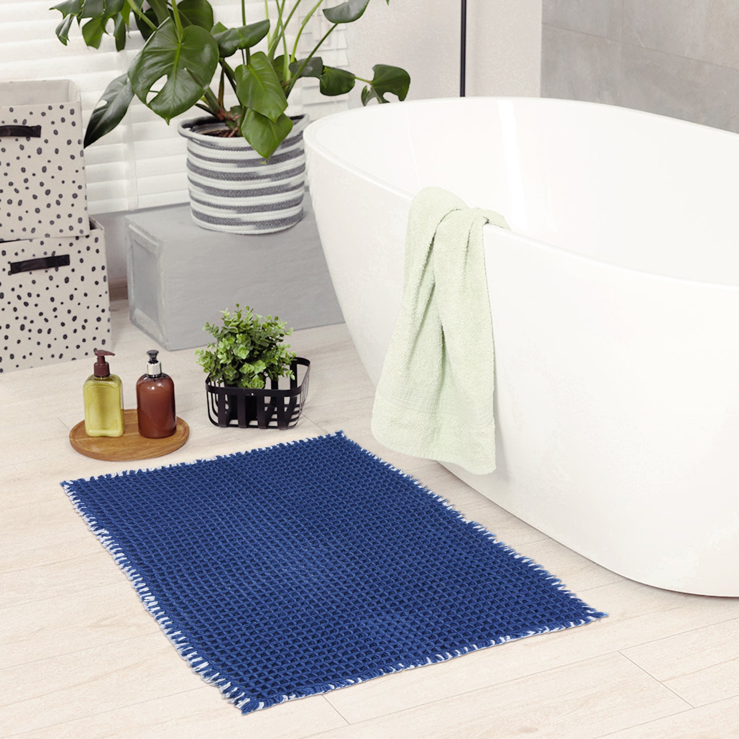 Waffle Bathroom Mat Soft Absorbent Laundry Room Washable Thick Bath Mats