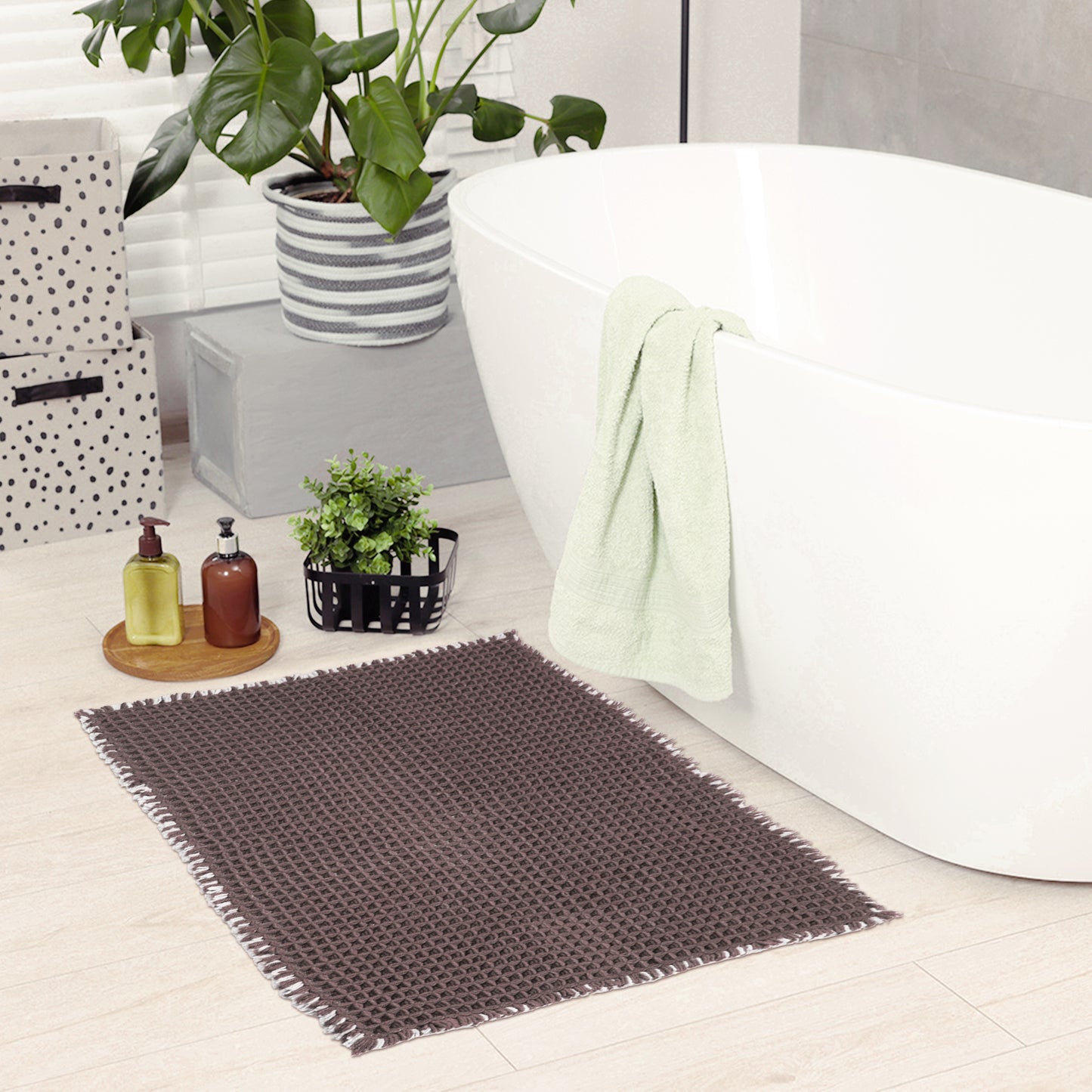 Waffle Bathroom Mat Soft Absorbent Laundry Room Washable Thick Bath Mats