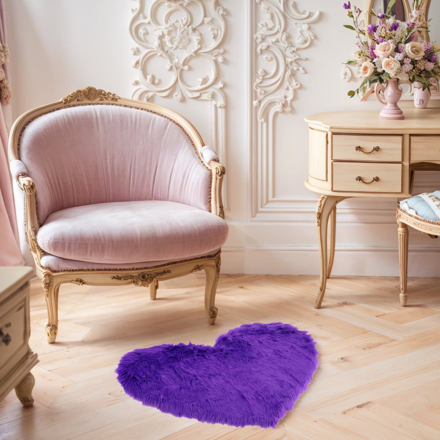 Heart Shape Plush Bathroom Mat Soft Absorbent Washable Toilet Shag Area Rugs