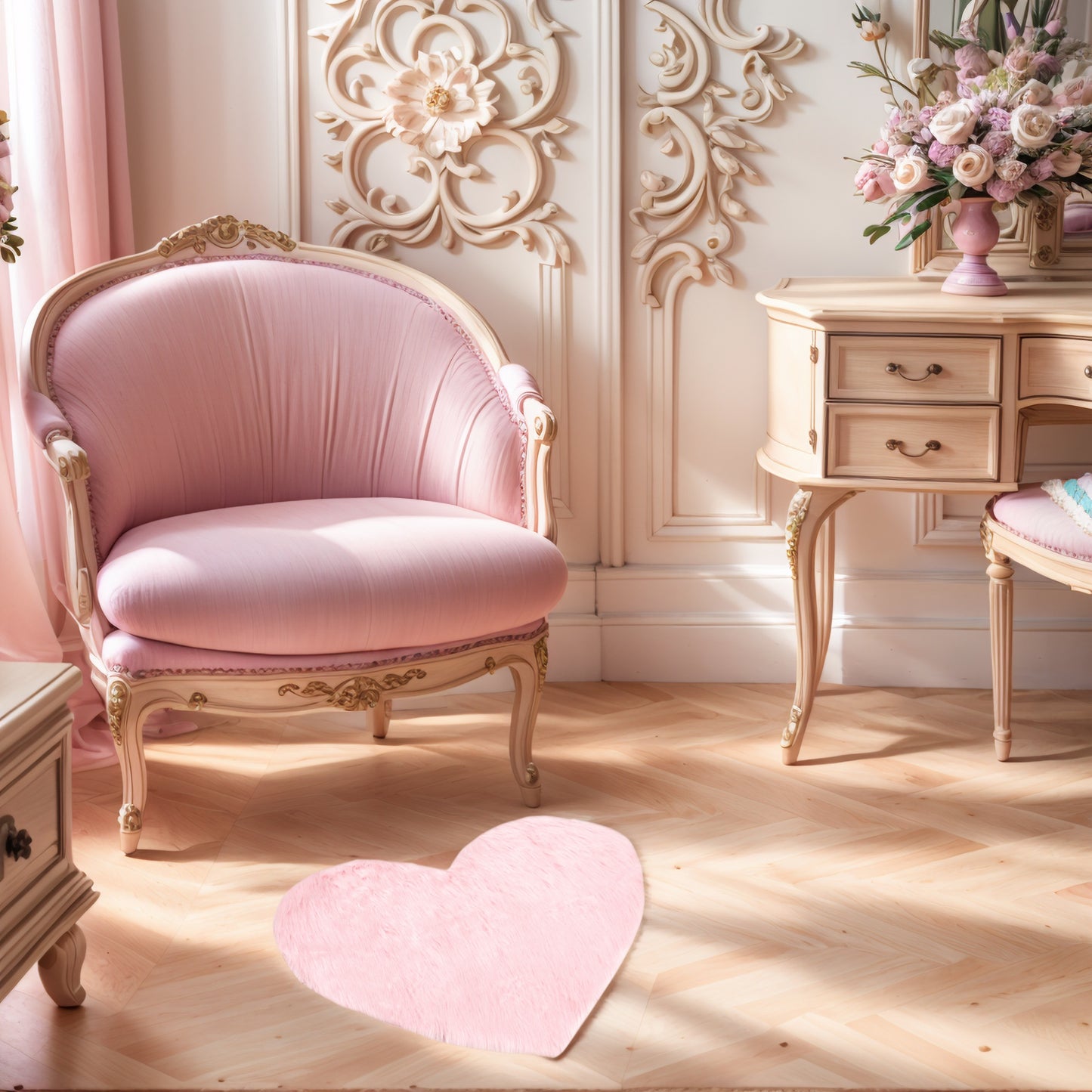 Heart Shape Plush Bathroom Mat Soft Absorbent Washable Toilet Shag Area Rugs