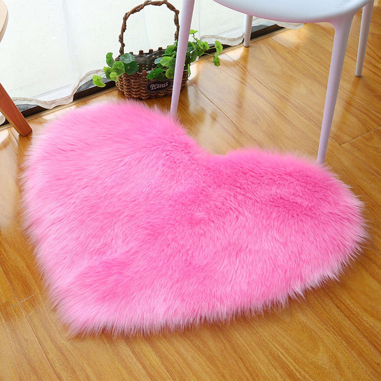 Heart Shape Plush Bathroom Mat Soft Absorbent Washable Toilet Shag Area Rugs