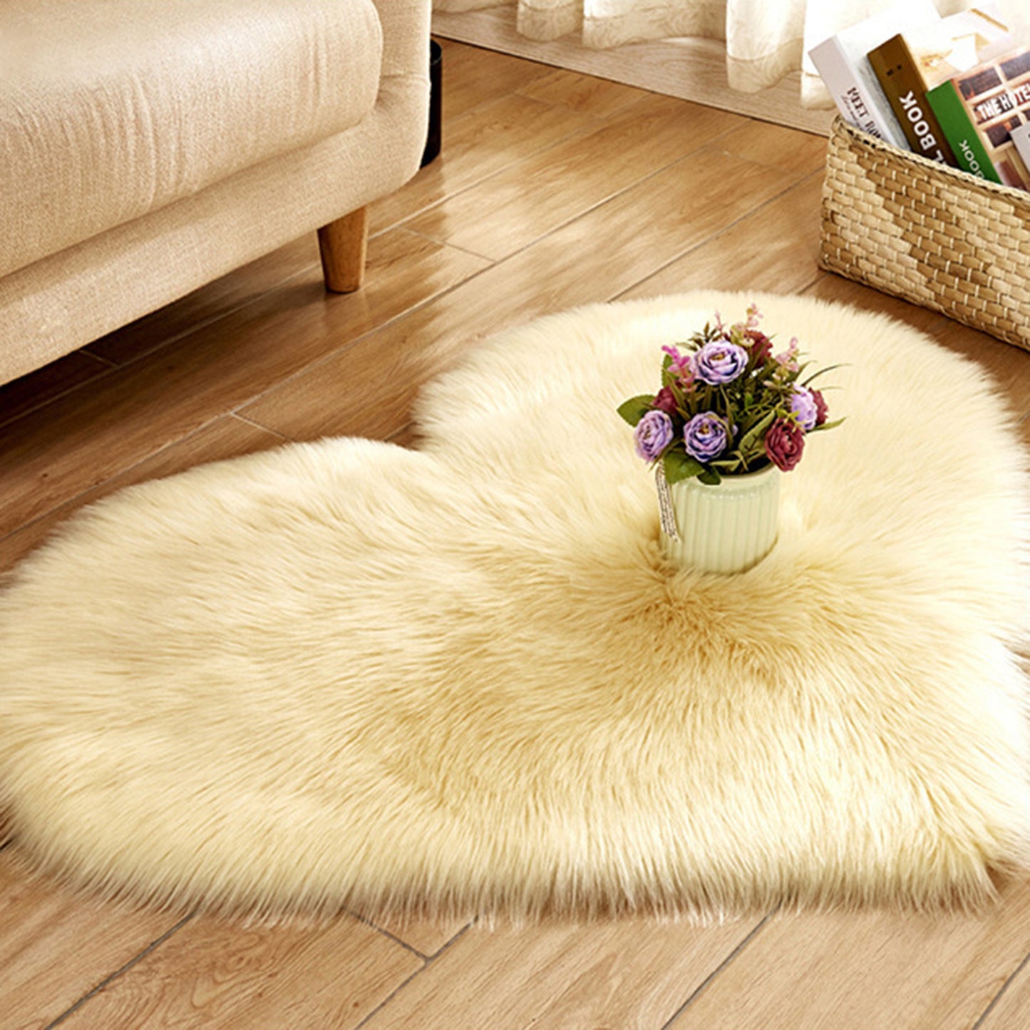 Heart Shape Plush Bathroom Mat Soft Absorbent Washable Toilet Shag Area Rugs