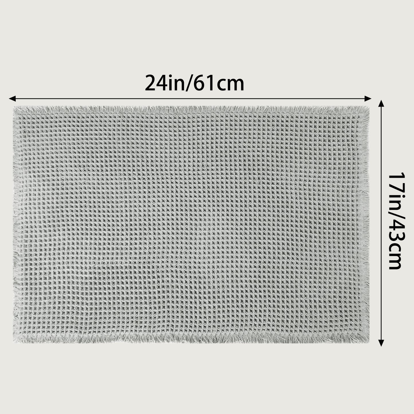 Waffle Tassels Bathroom Mat Soft Absorbent Laundry Room Washable Thick Bath Mats