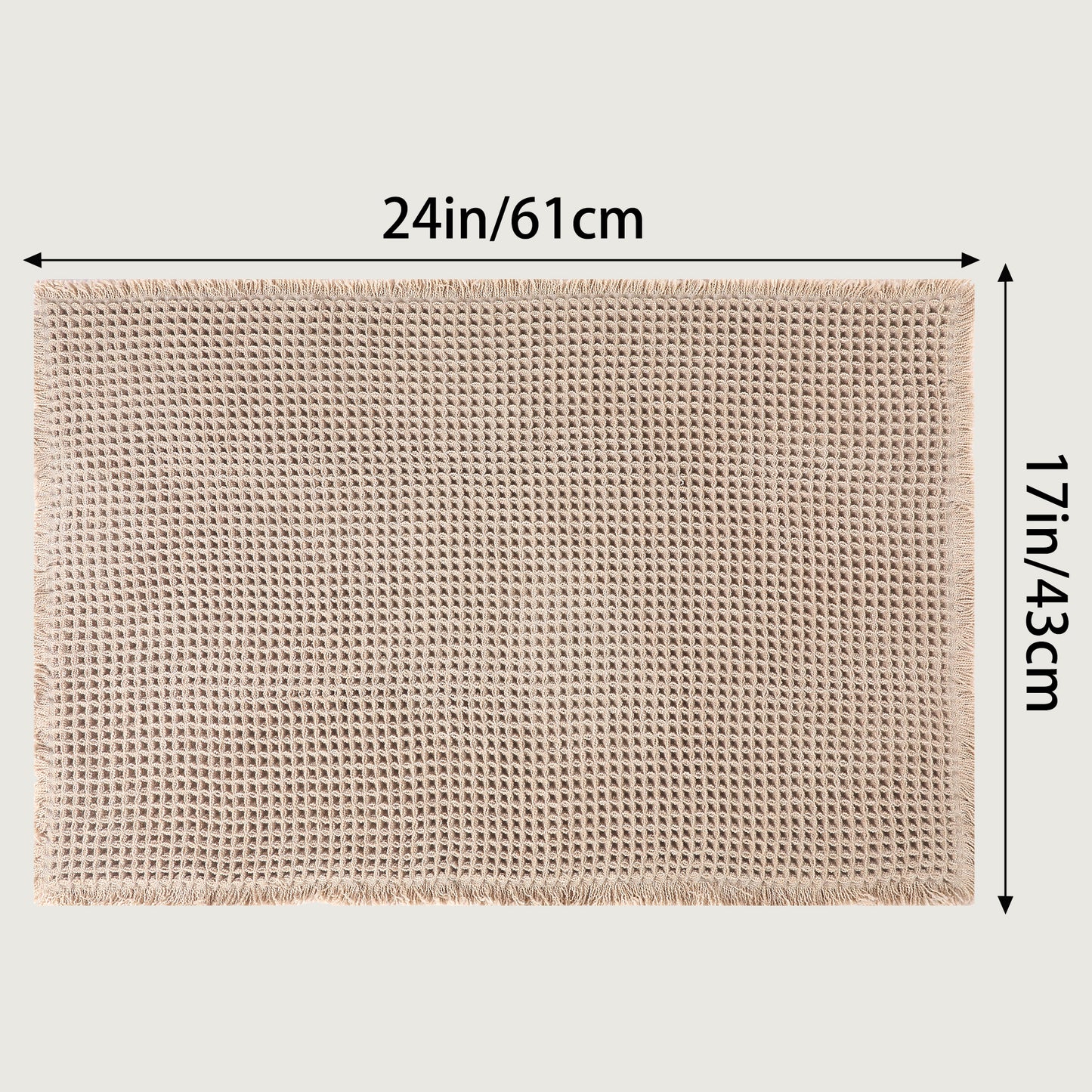 Waffle Tassels Bathroom Mat Soft Absorbent Laundry Room Washable Thick Bath Mats