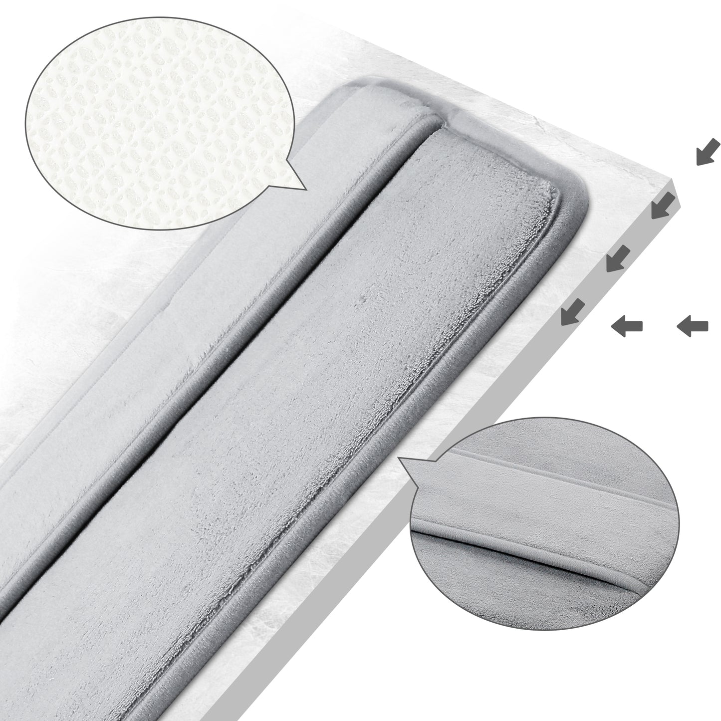 Memory Foam Bath Mat, Absorbent Non Slip Bath Rug, Thick Bath Mats for Bathroom Floor