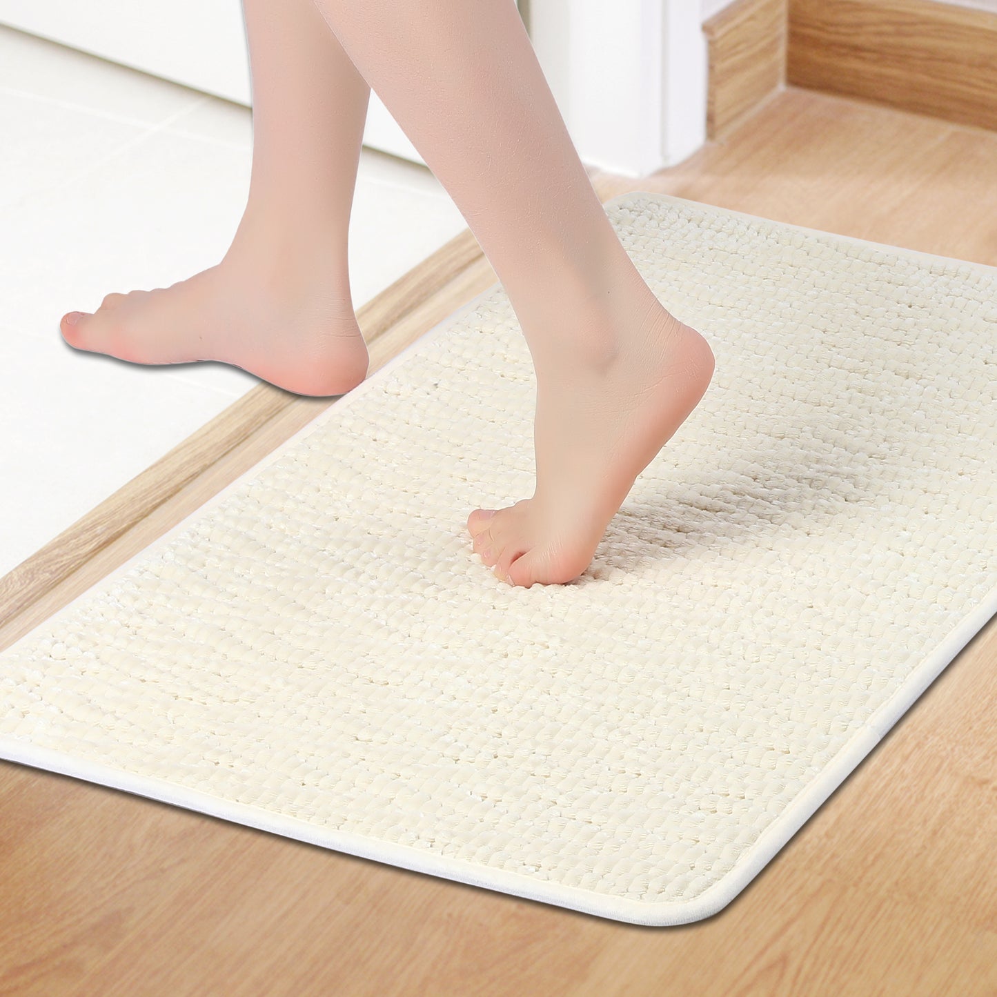 Rubber Backing Non Slip Quick Dry Bath Mat, Absorbent Machine Washable Bath Mats