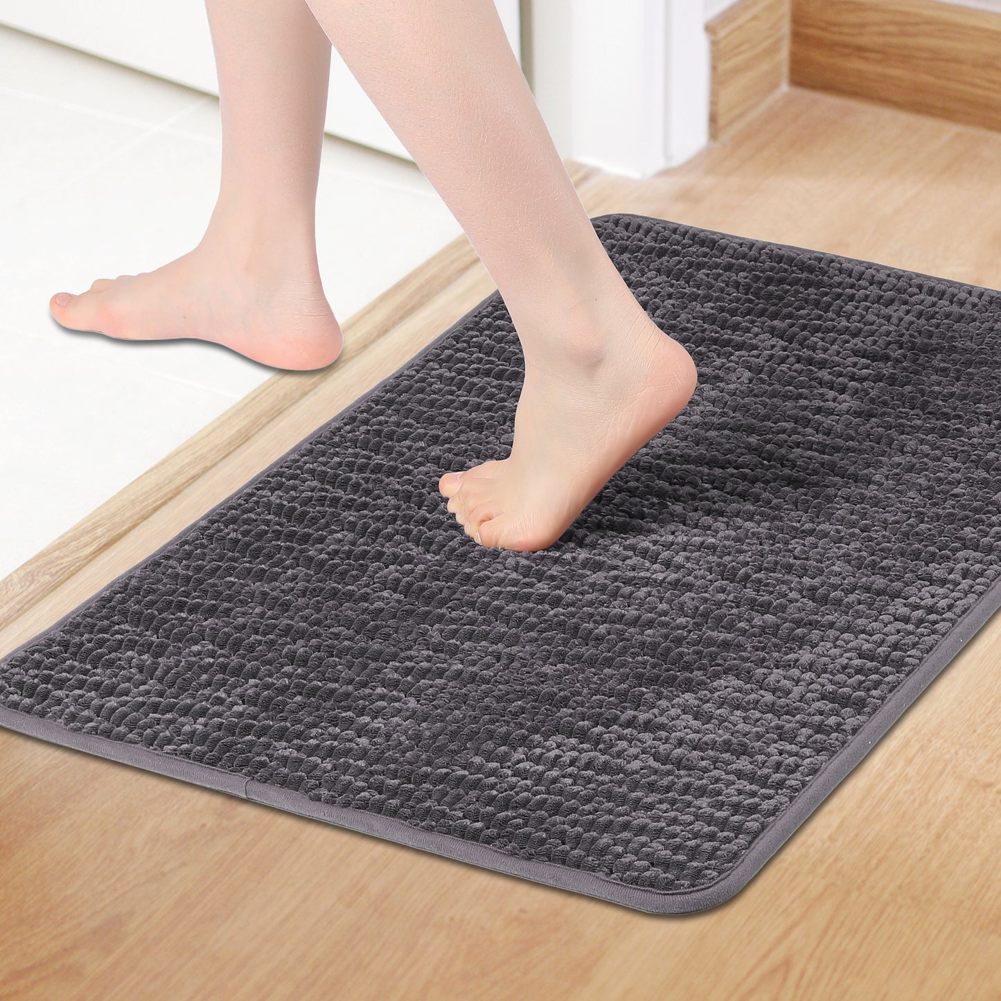 Rubber Backing Non Slip Quick Dry Bath Mat, Absorbent Machine Washable Bath Mats