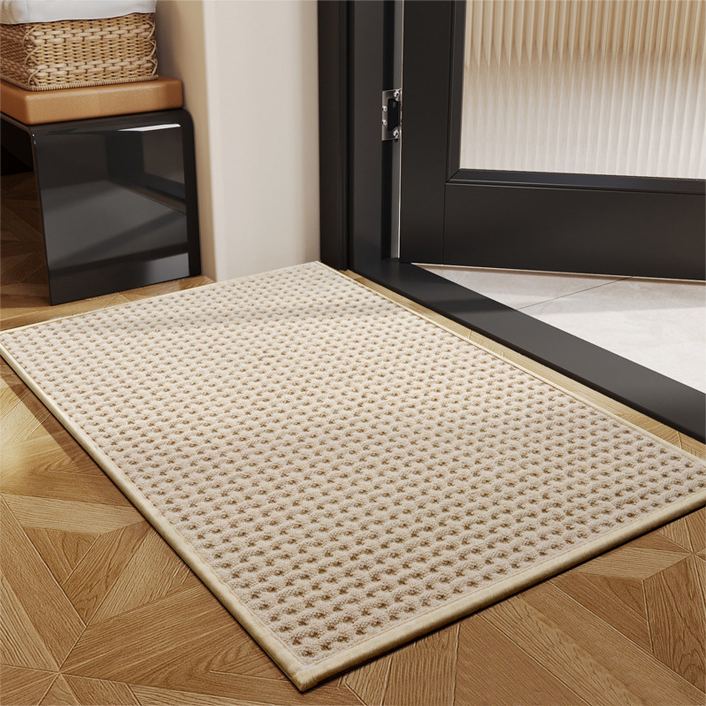 Weaving Pattern Bathroom Rugs Non Slip Washable, Soft Absorbent Thick Bath Mats