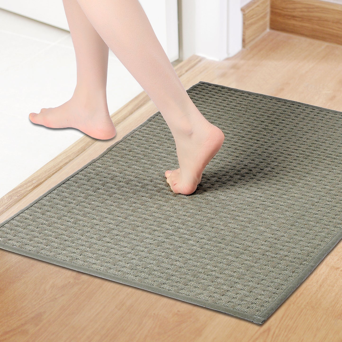 Weaving Pattern Bathroom Rugs Non Slip Washable, Soft Absorbent Thick Bath Mats
