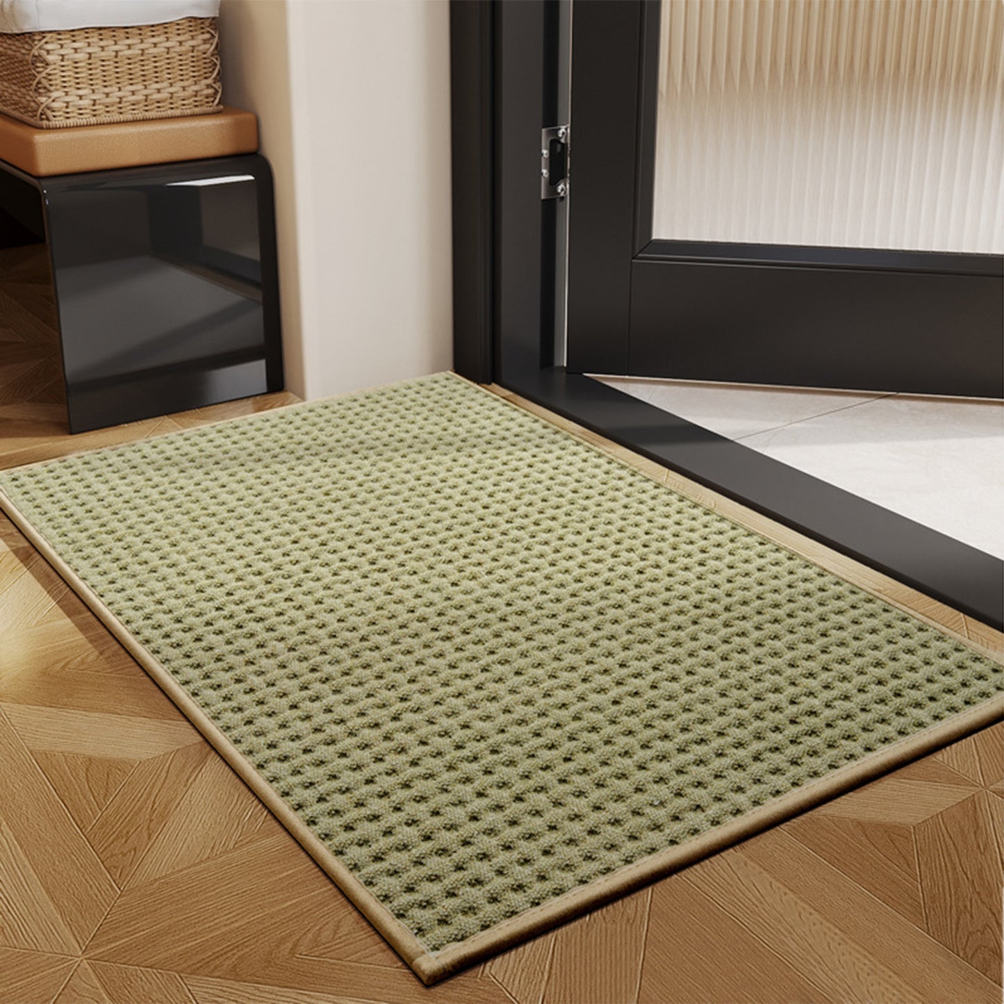 Weaving Pattern Bathroom Rugs Non Slip Washable, Soft Absorbent Thick Bath Mats