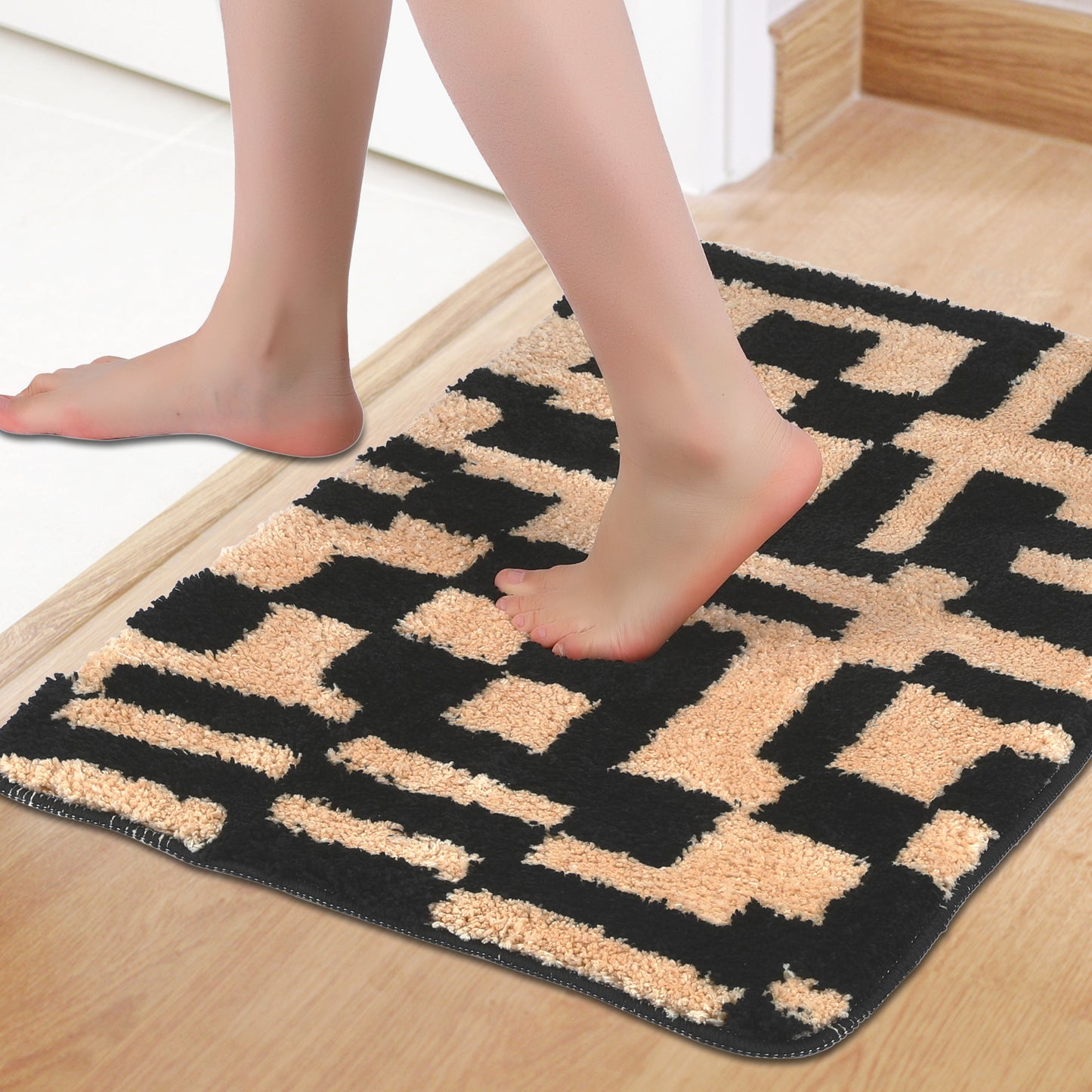 Geometric Patterns Bathroom Rugs, Soft and Absorbent Bath Mat, Quick Dry Shaggy Bath Mats