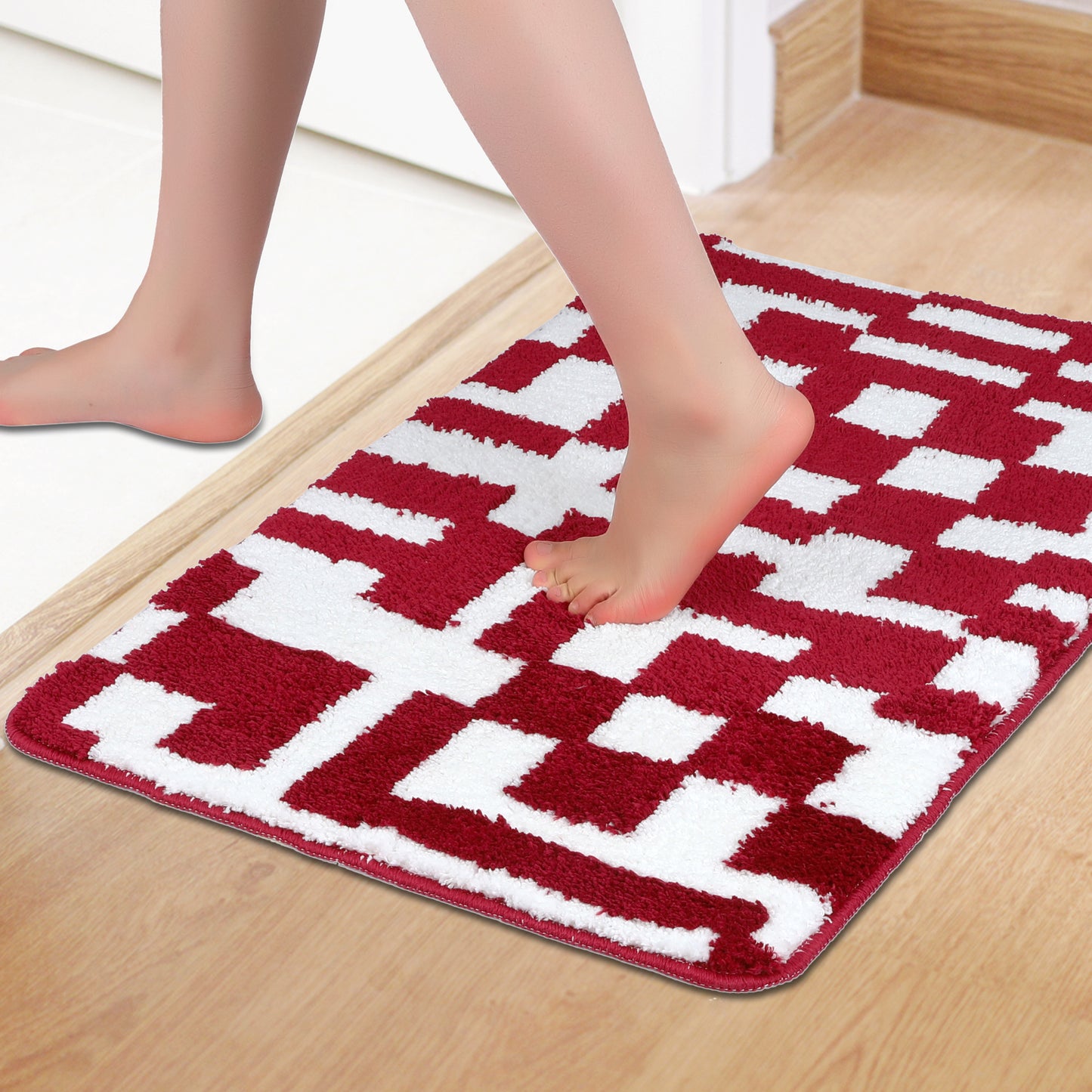 Geometric Patterns Bathroom Rugs, Soft and Absorbent Bath Mat, Quick Dry Shaggy Bath Mats