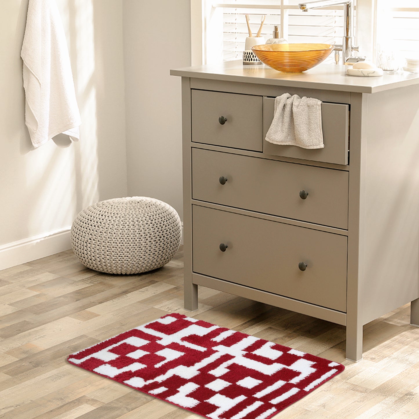 Geometric Patterns Bathroom Rugs, Soft and Absorbent Bath Mat, Quick Dry Shaggy Bath Mats