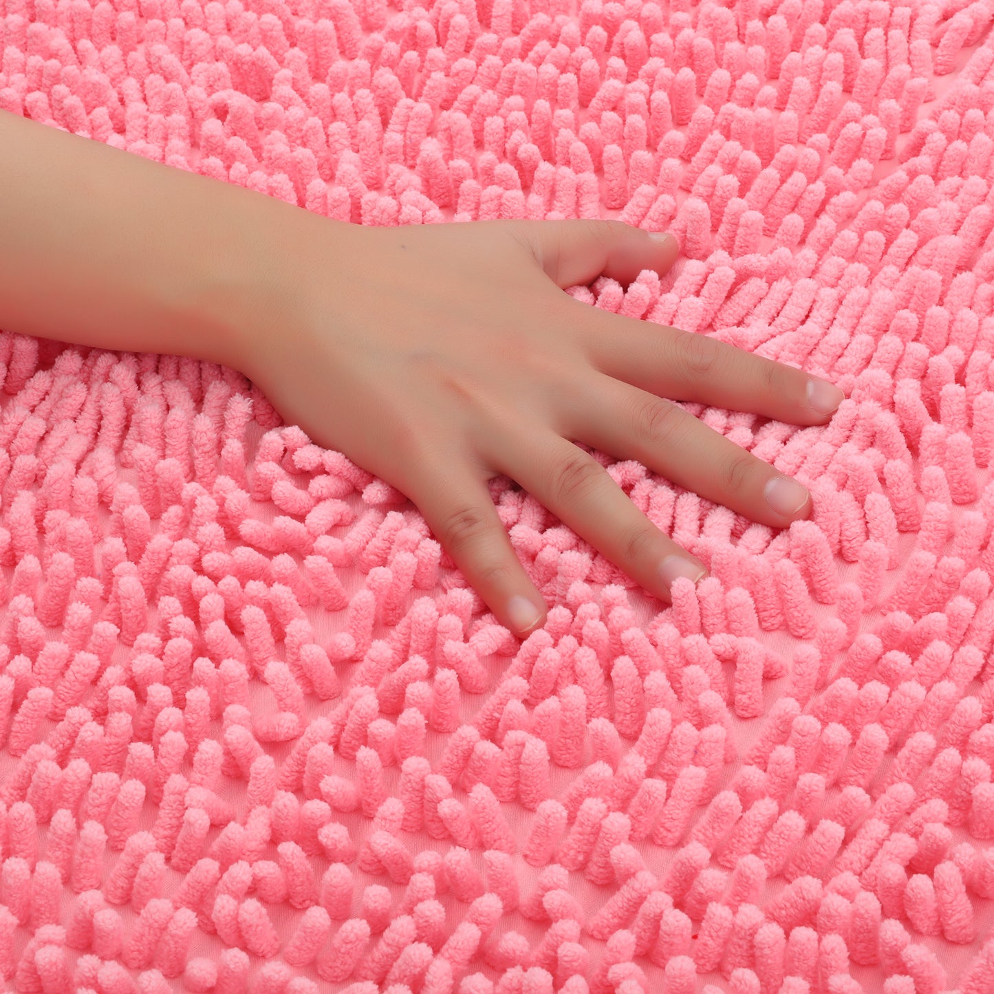 Heart Shaped Chenille Bath Rugs Soft Absorbent Shaggy Bath Mats Non-Slip Washable Plush Bath Mats