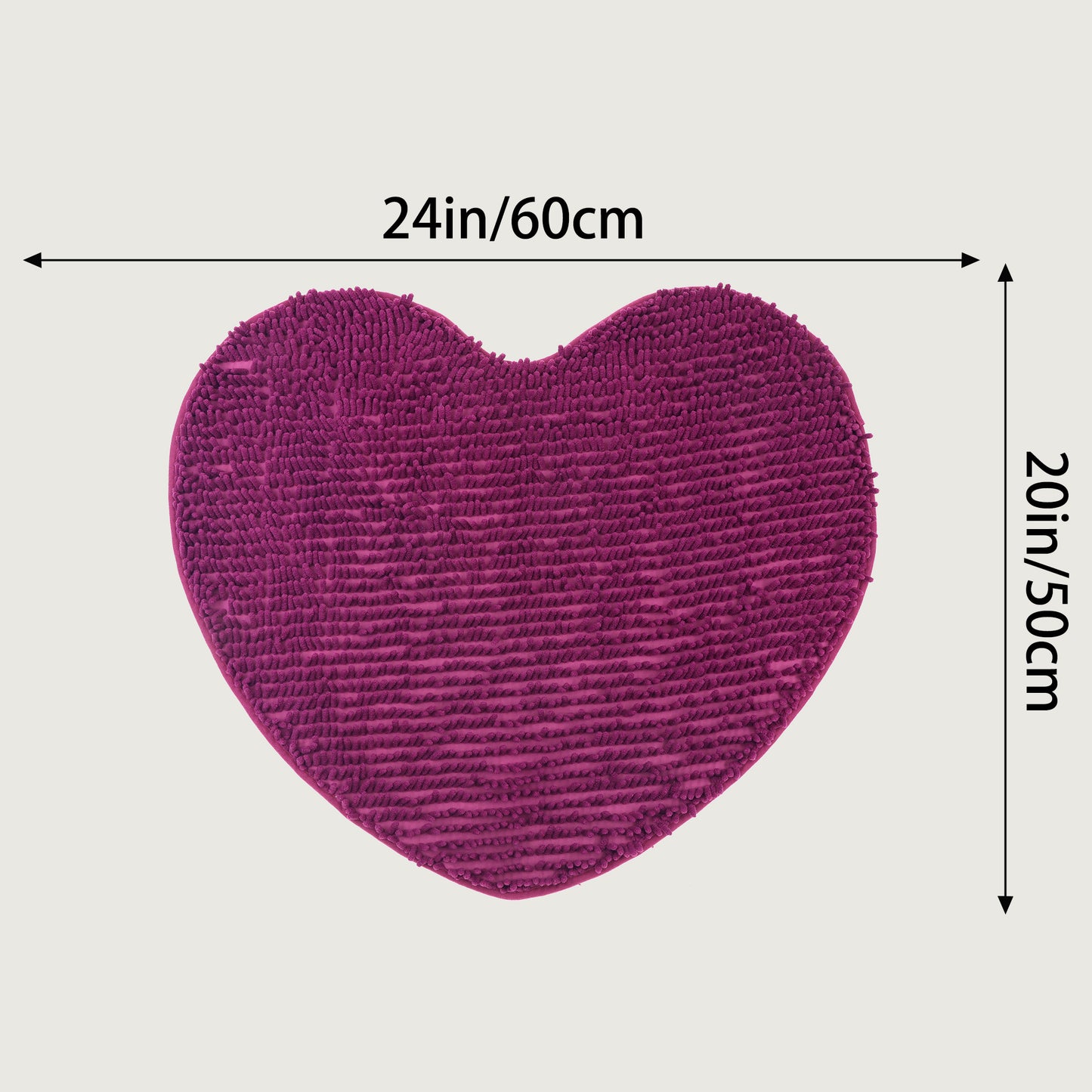 Heart Shaped Chenille Bath Rugs Soft Absorbent Shaggy Bath Mats Non-Slip Washable Plush Bath Mats
