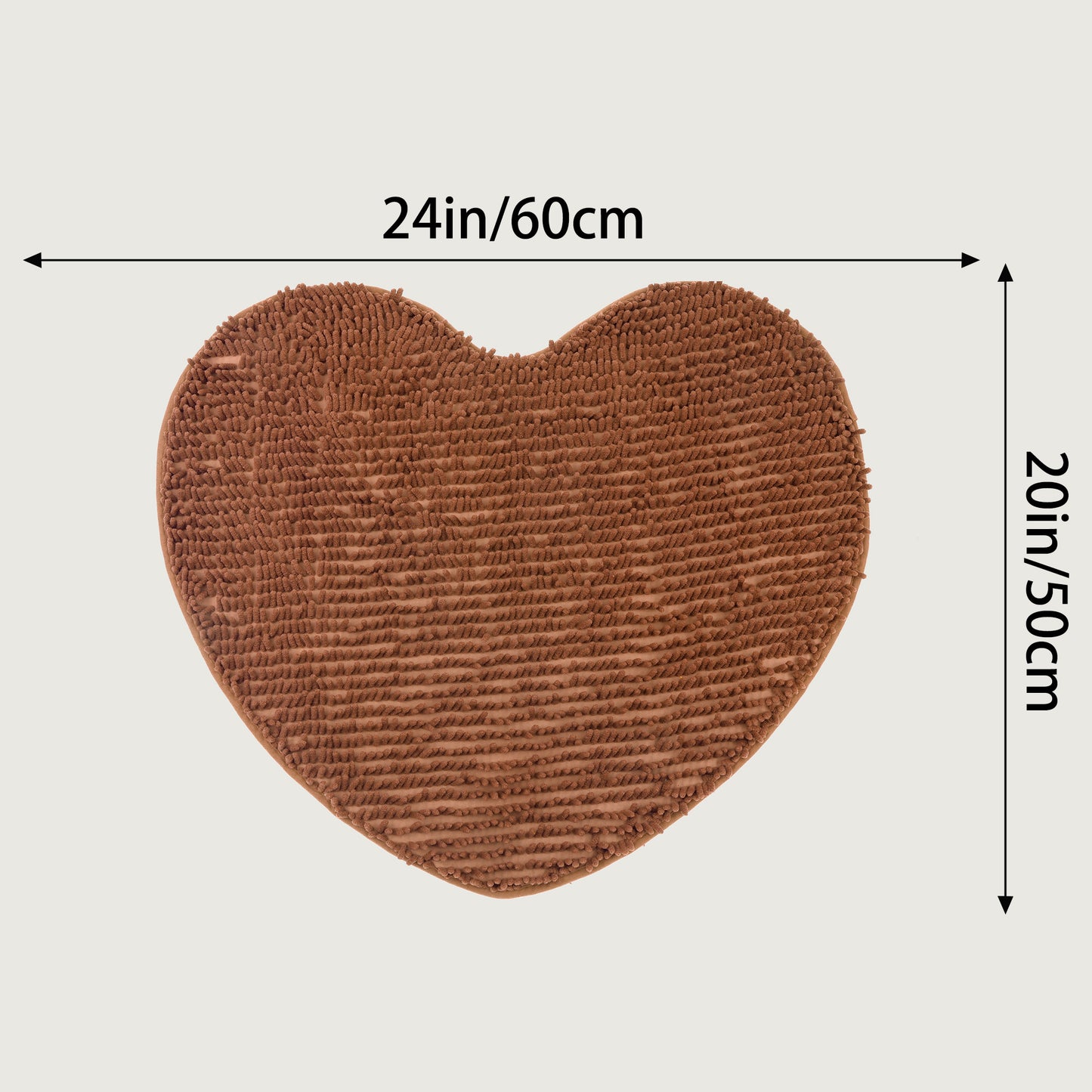 Heart Shaped Chenille Bath Rugs Soft Absorbent Shaggy Bath Mats Non-Slip Washable Plush Bath Mats