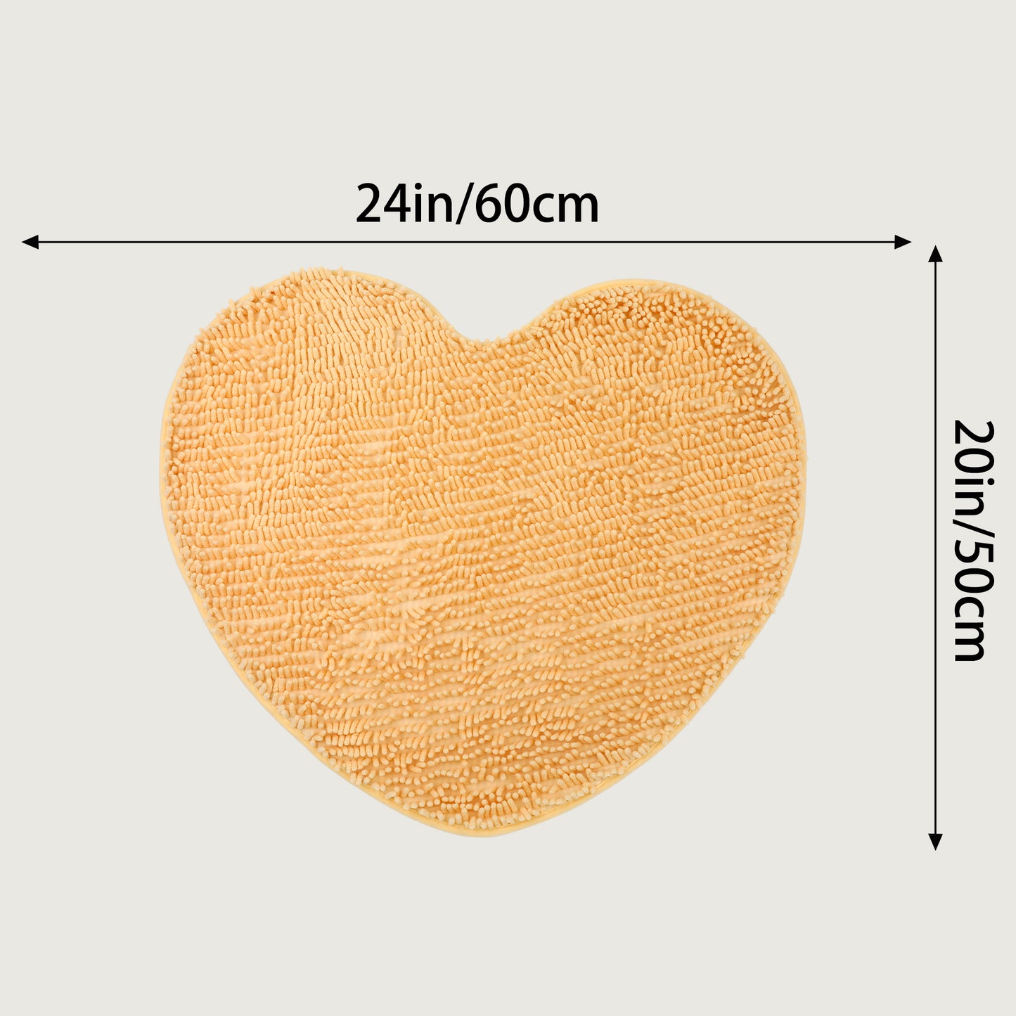 Heart Shaped Chenille Bath Rugs Soft Absorbent Shaggy Bath Mats Non-Slip Washable Plush Bath Mats