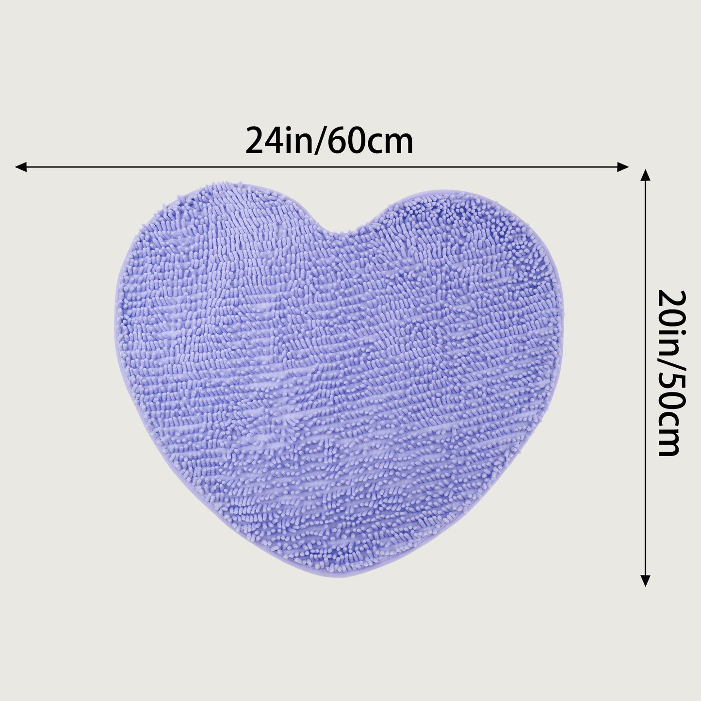 Heart Shaped Chenille Bath Rugs Soft Absorbent Shaggy Bath Mats Non-Slip Washable Plush Bath Mats