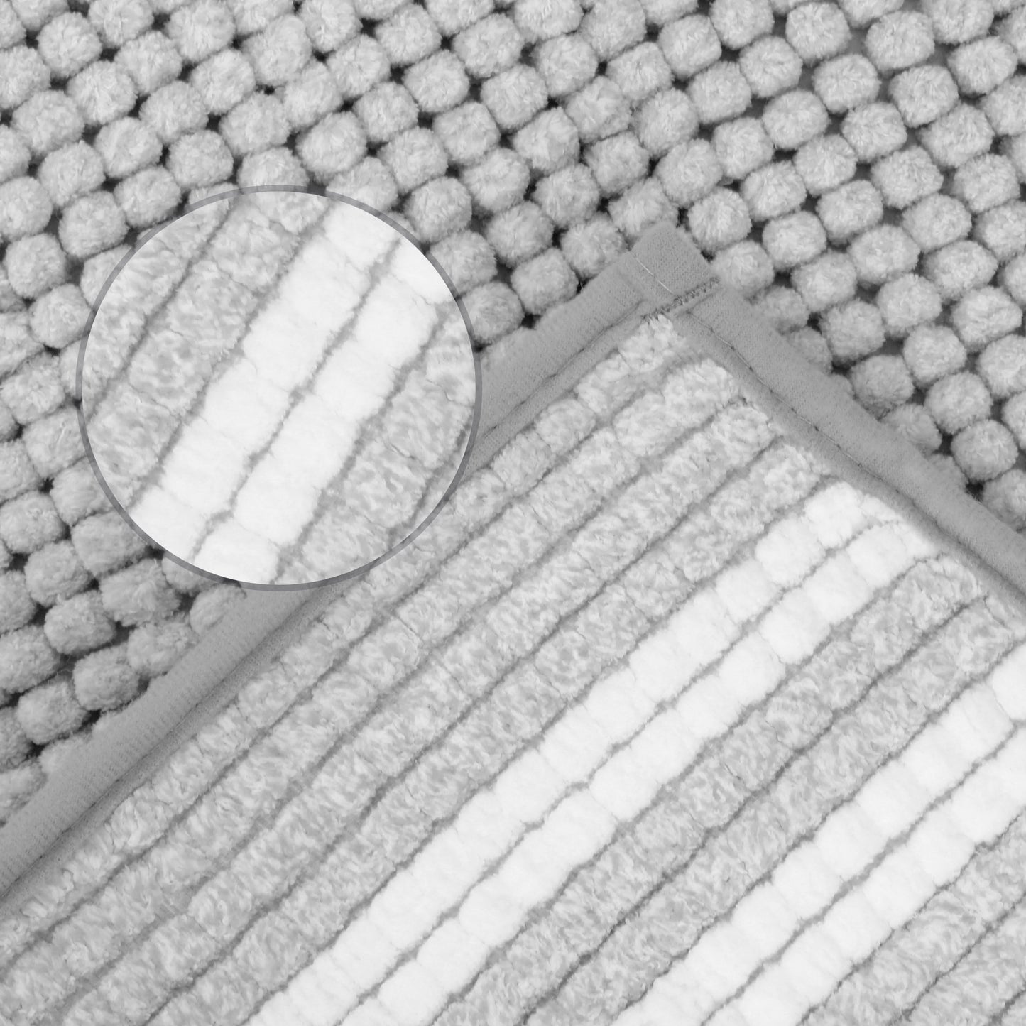 Striped Bathroom Rugs, Soft and Absorbent Fluffy Chenille Bath Rug, Non Slip Bath Mats