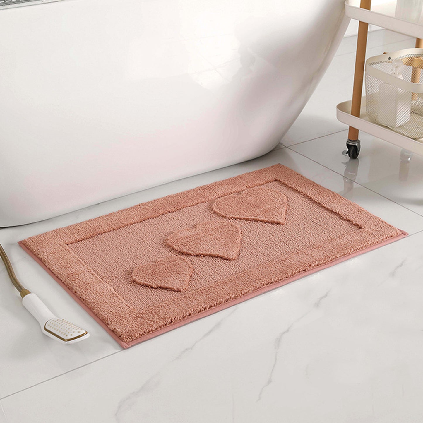 Cute Heart Pattern Bathroom Rugs Mat, Soft Absorbent Non Slip Washable, Quick Dry Shaggy Bath Mats