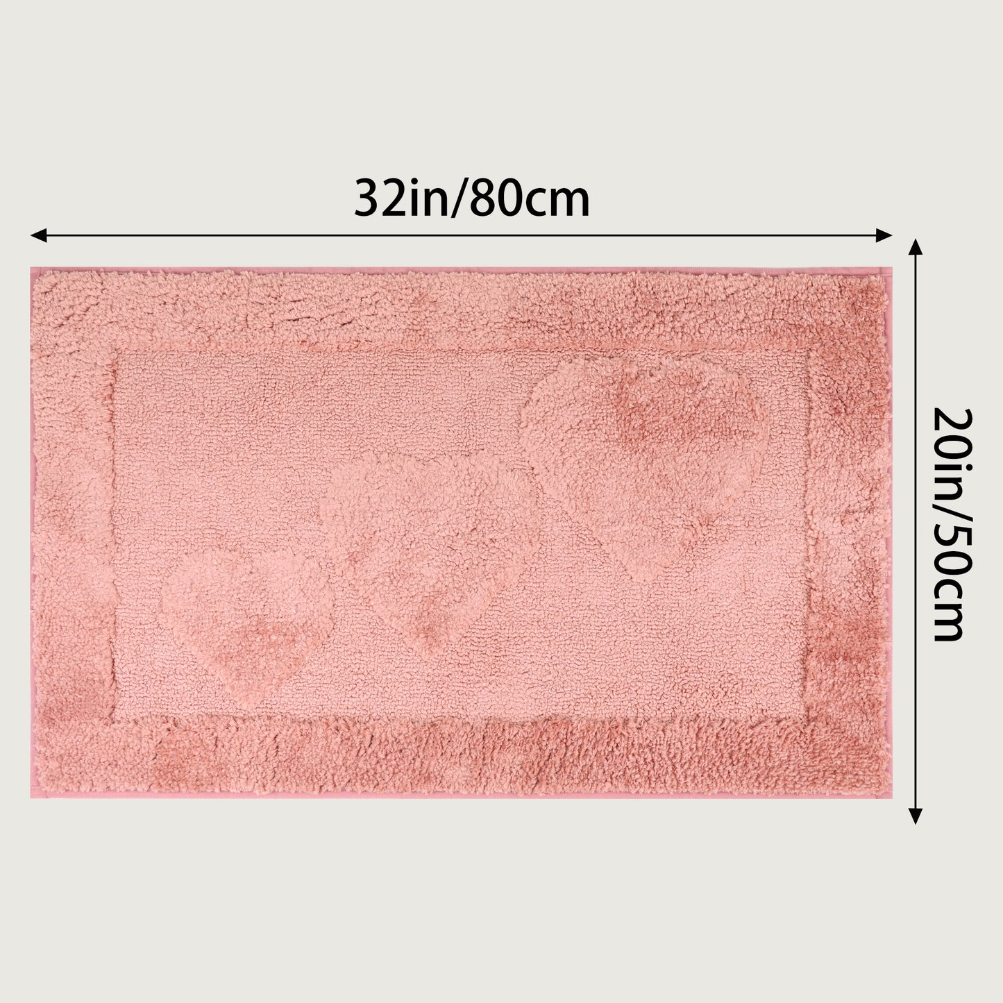 Cute Heart Pattern Bathroom Rugs Mat, Soft Absorbent Non Slip Washable, Quick Dry Shaggy Bath Mats