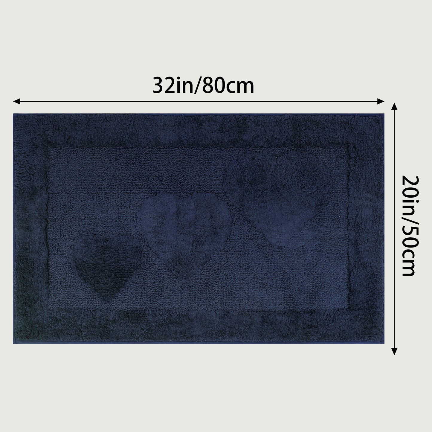 Cute Heart Pattern Bathroom Rugs Mat, Soft Absorbent Non Slip Washable, Quick Dry Shaggy Bath Mats