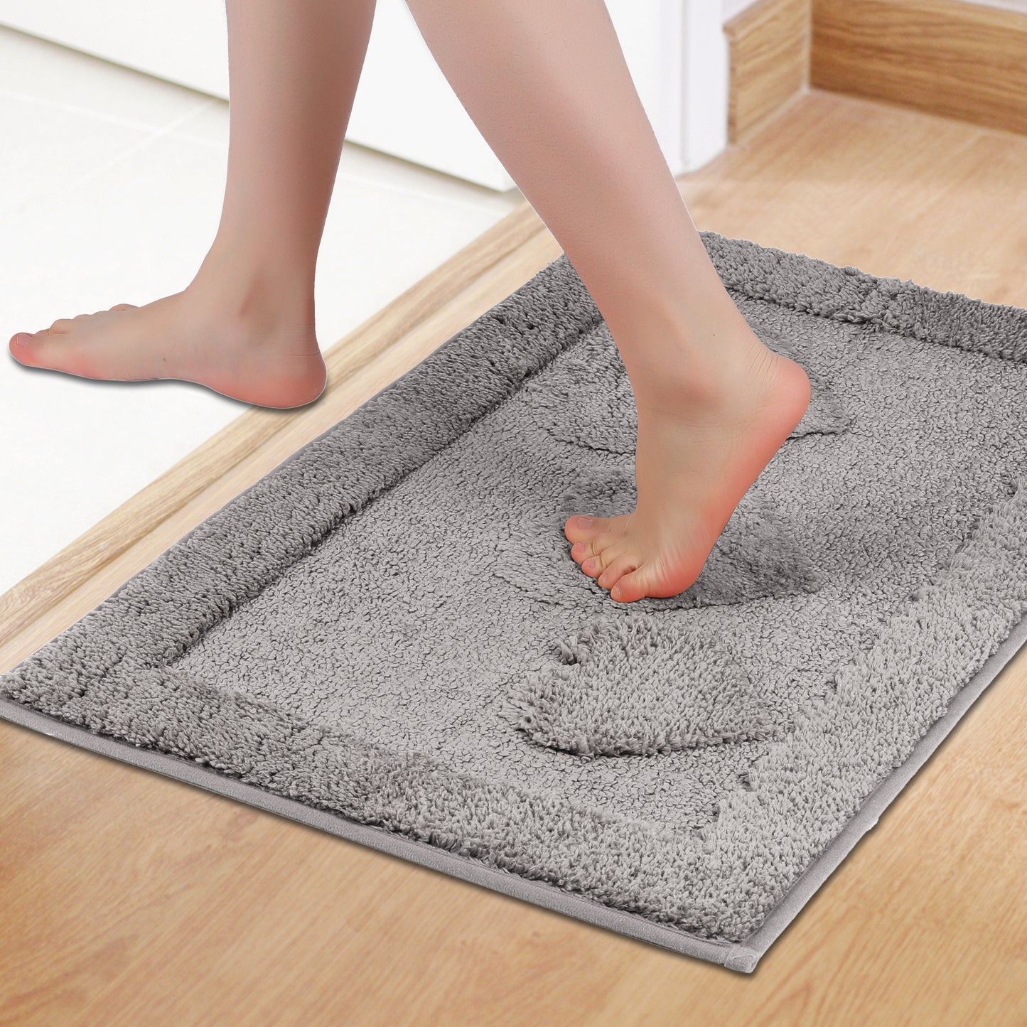 Cute Heart Pattern Bathroom Rugs Mat, Soft Absorbent Non Slip Washable, Quick Dry Shaggy Bath Mats