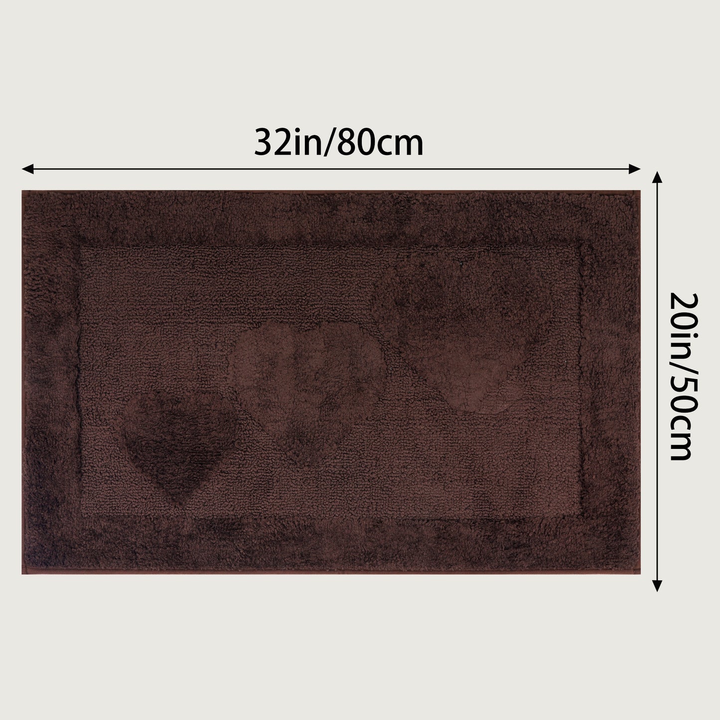Cute Heart Pattern Bathroom Rugs Mat, Soft Absorbent Non Slip Washable, Quick Dry Shaggy Bath Mats
