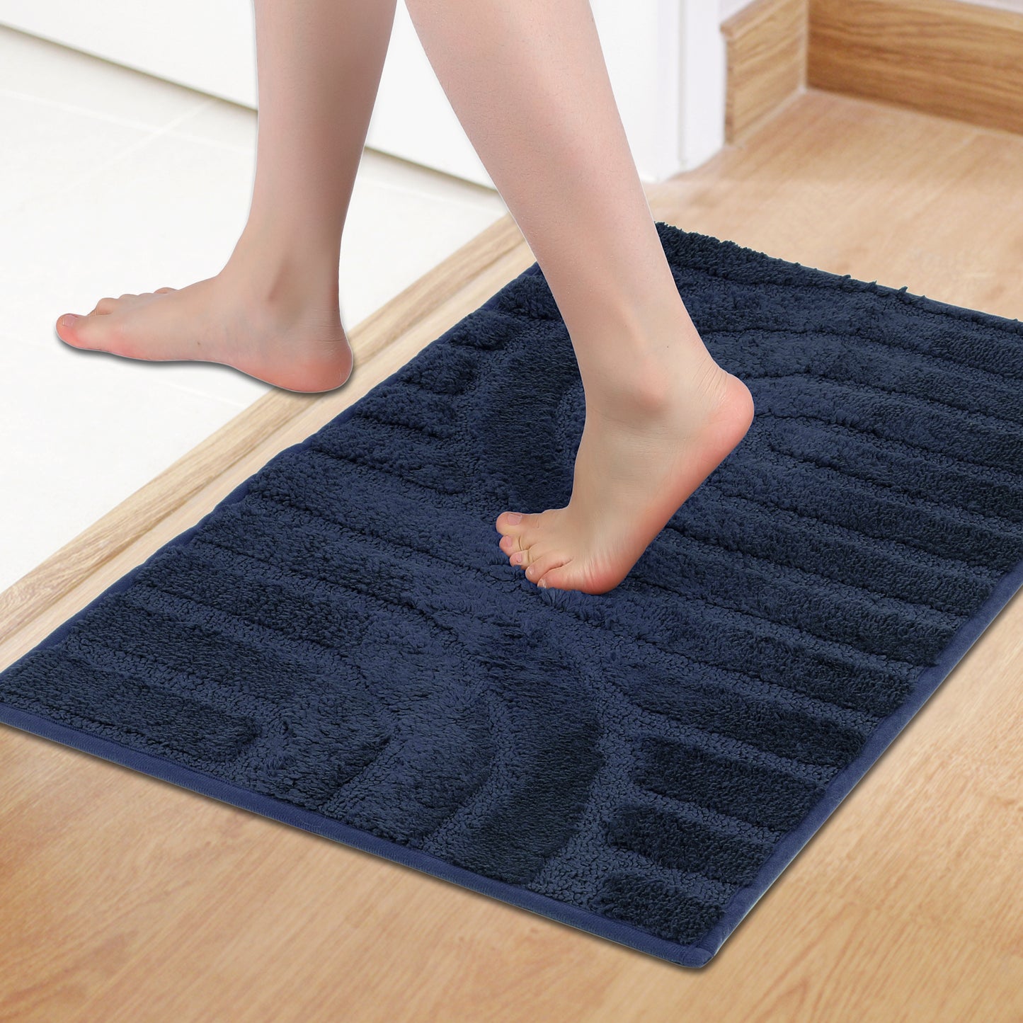 Geometry Pattern Bathroom Rugs Mat, Soft Absorbent Bath Floor Mat, Non Slip Shaggy Bath Mats