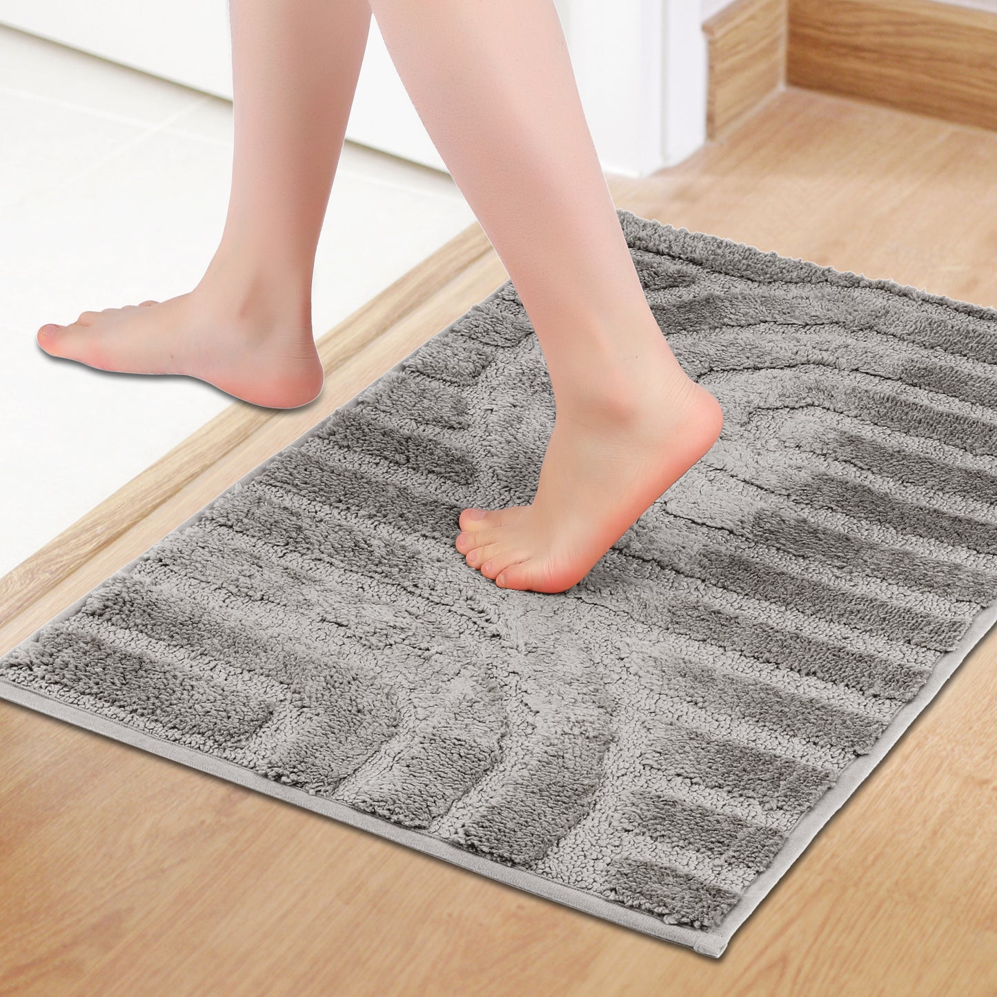 Geometry Pattern Bathroom Rugs Mat, Soft Absorbent Bath Floor Mat, Non Slip Shaggy Bath Mats