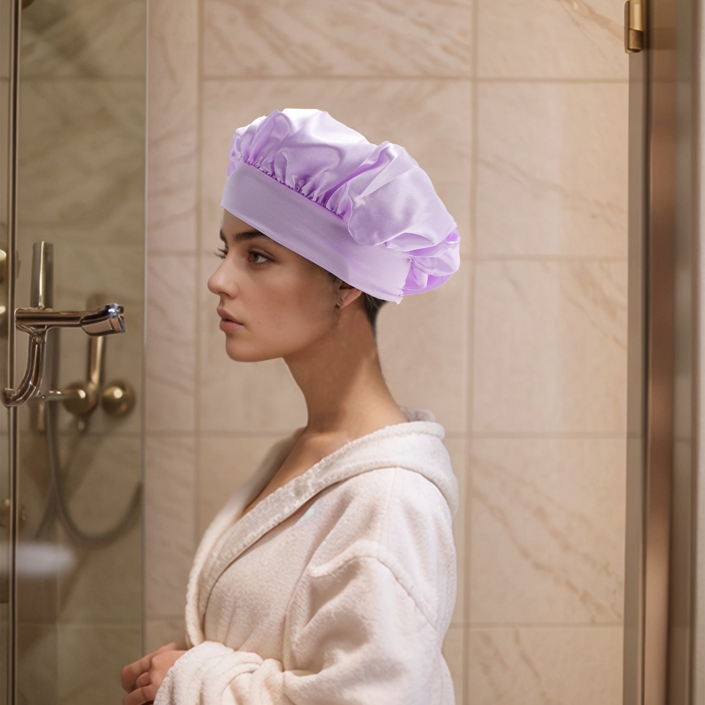1 Pc High Elasticity Shower Cap for Bathroom Purple