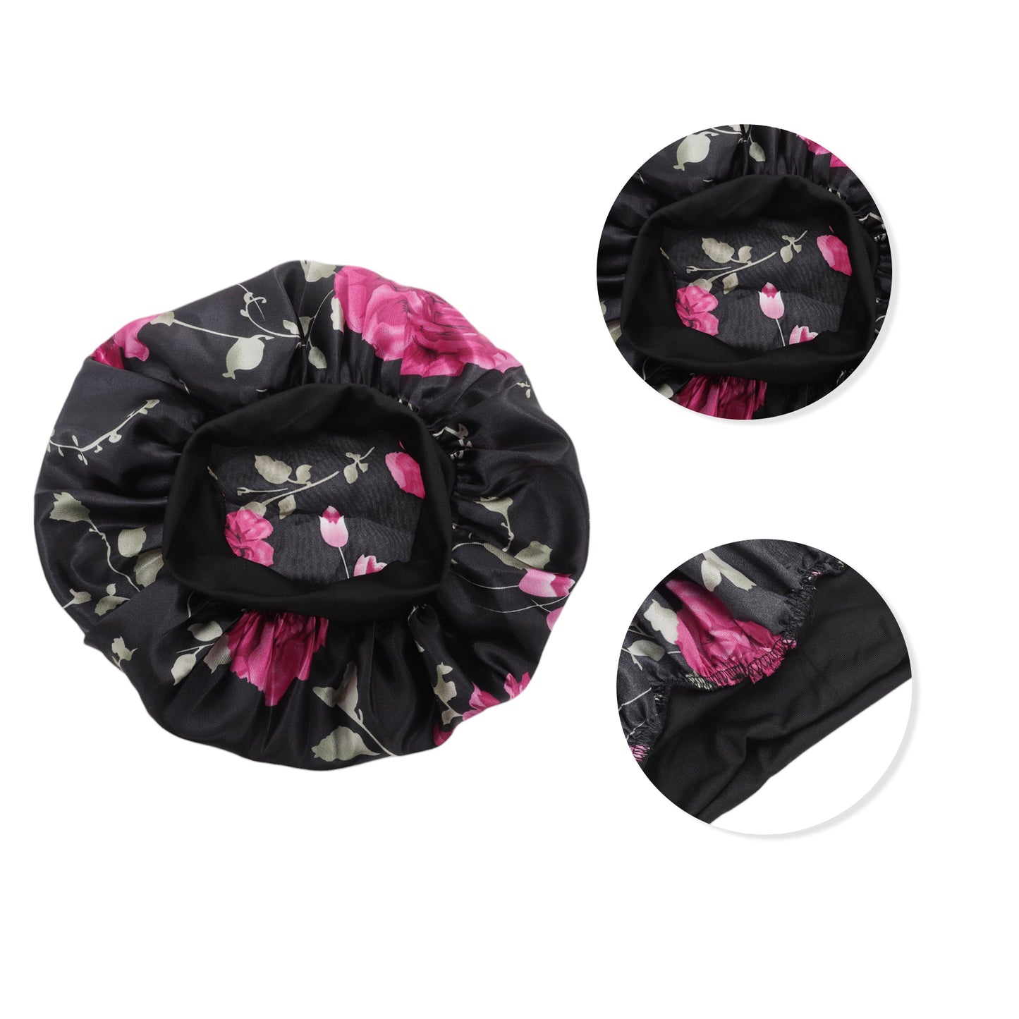 1 Pc High Elasticity Vintage Print Shower Cap for Bathroom Black Red