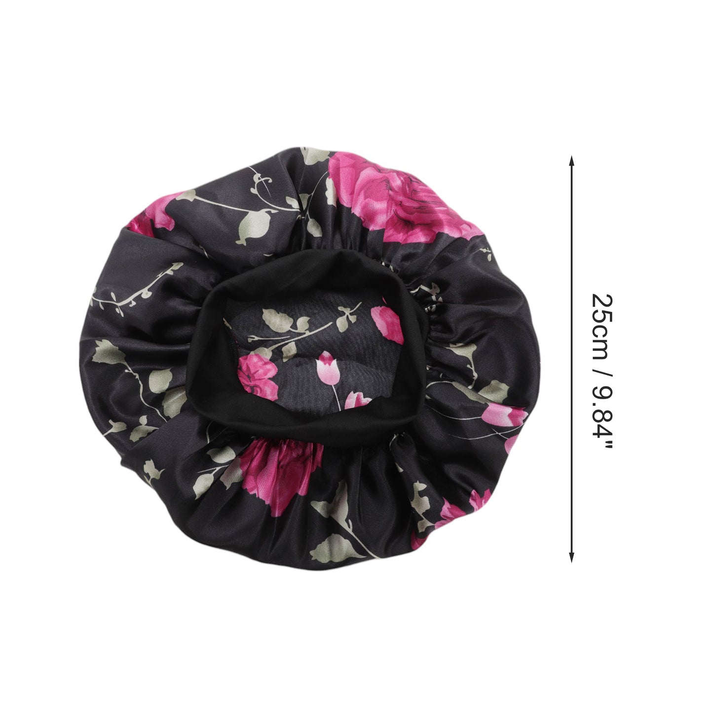 1 Pc High Elasticity Vintage Print Shower Cap for Bathroom Black Red