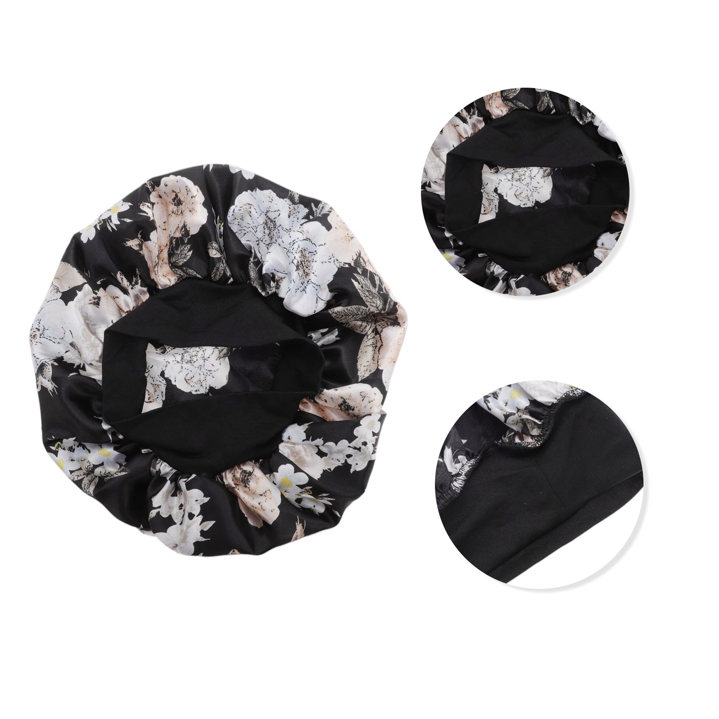 1 Pc High Elasticity Vintage Print Shower Cap for Bathroom Black