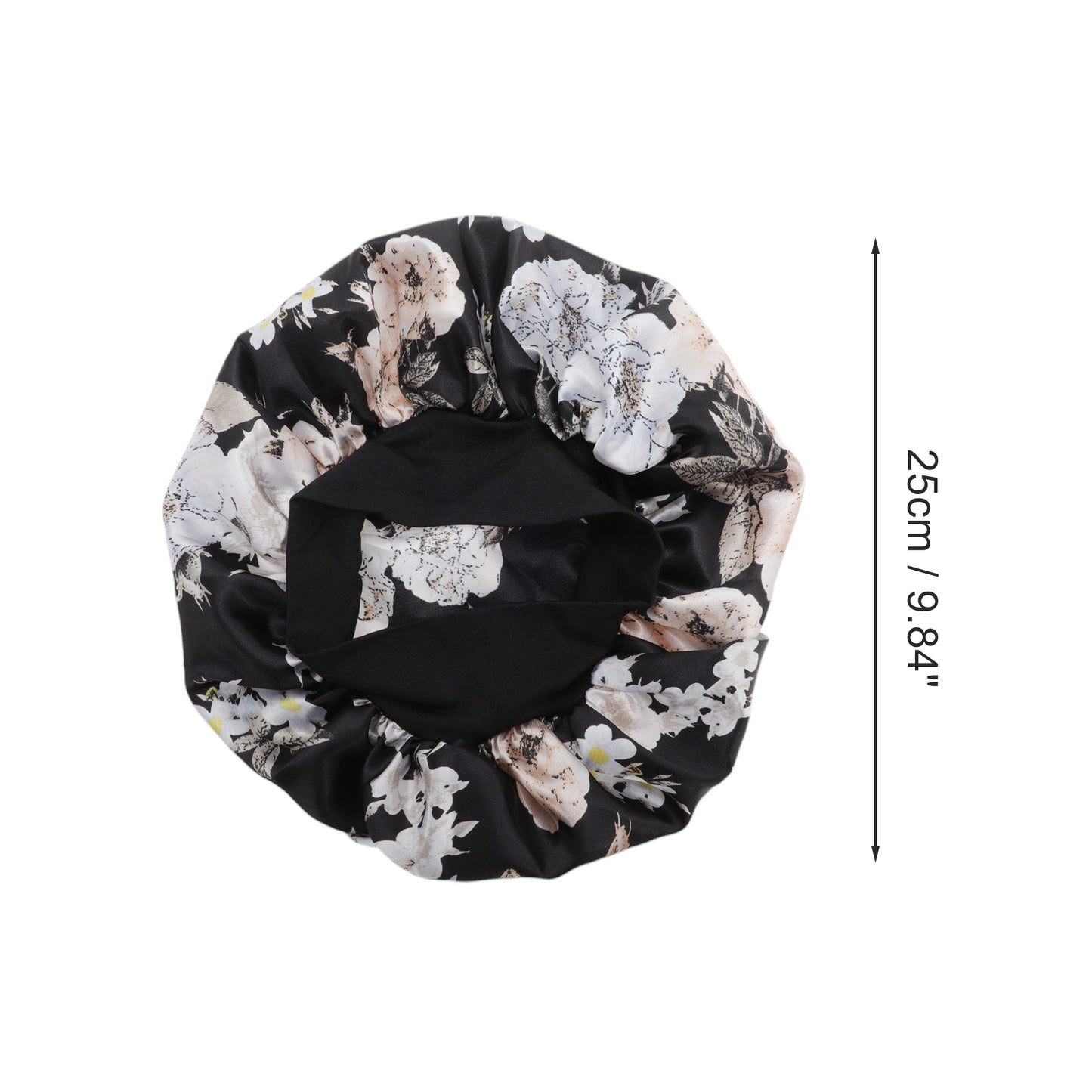 1 Pc High Elasticity Vintage Print Shower Cap for Bathroom Black