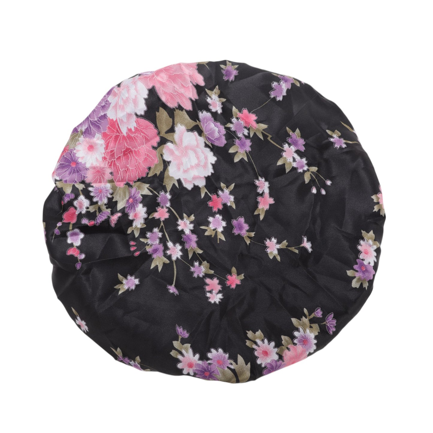 1 Pc High Elasticity Vintage Print Shower Cap for Bathroom Black Purple