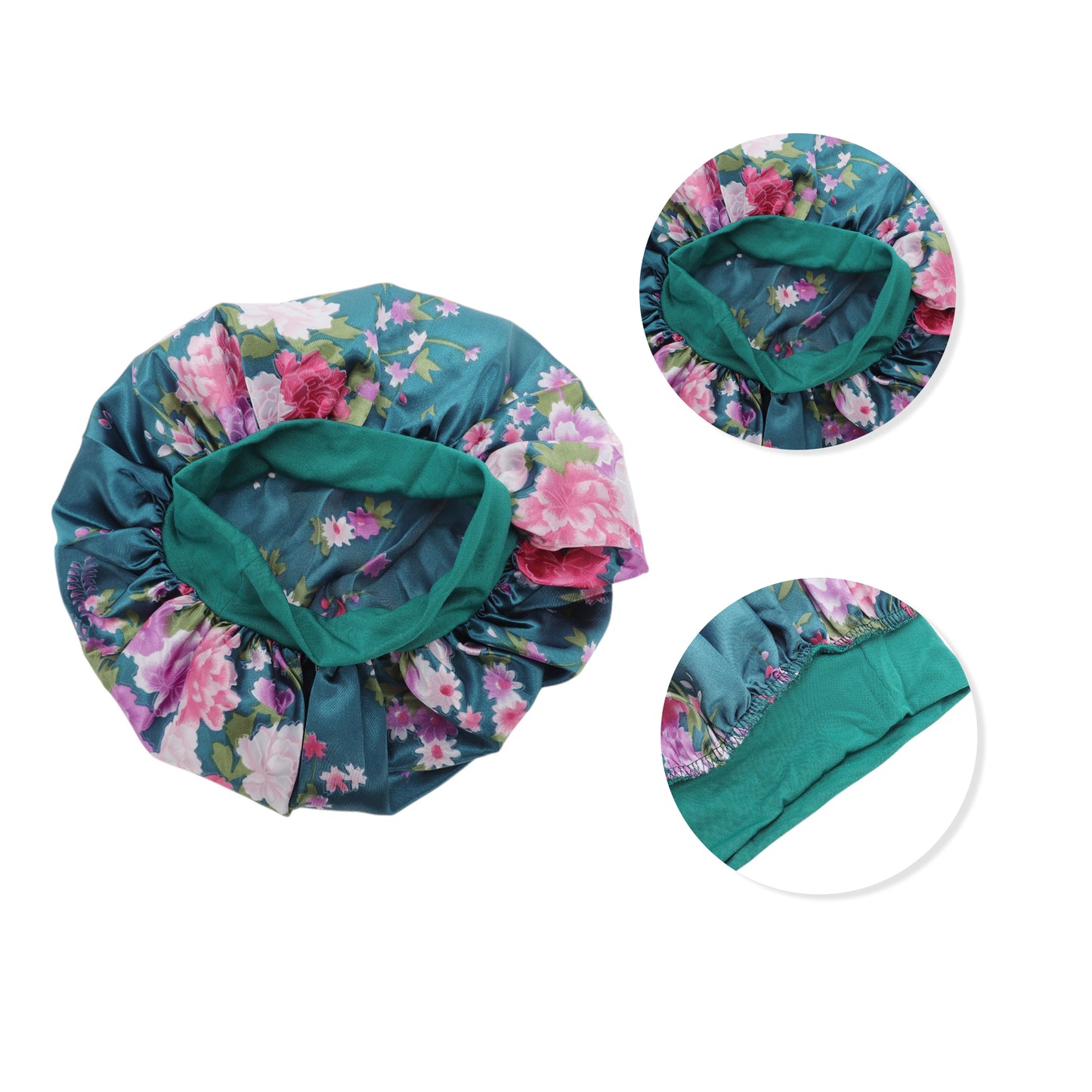1 Pc High Elasticity Vintage Print Shower Cap for Bathroom Blackish Green