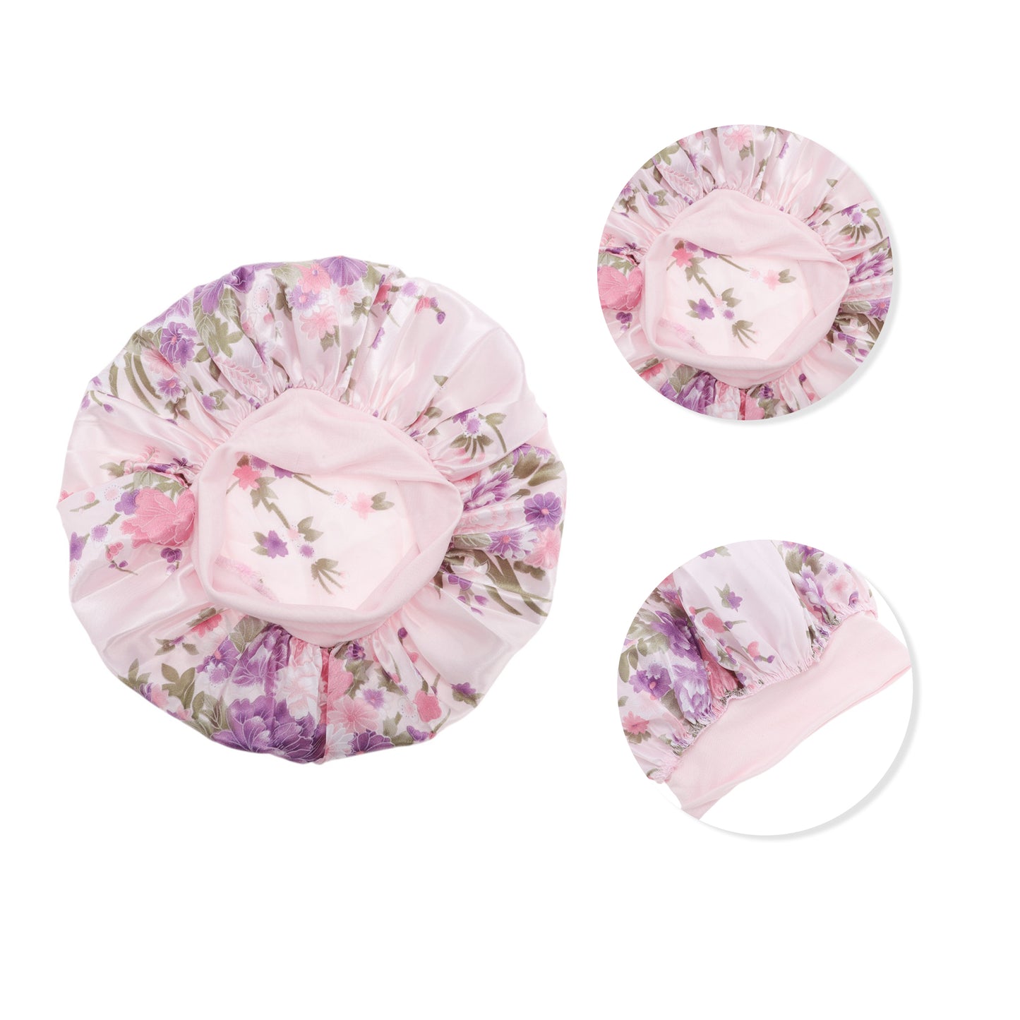 1 Pc High Elasticity Vintage Print Shower Cap for Bathroom Pink