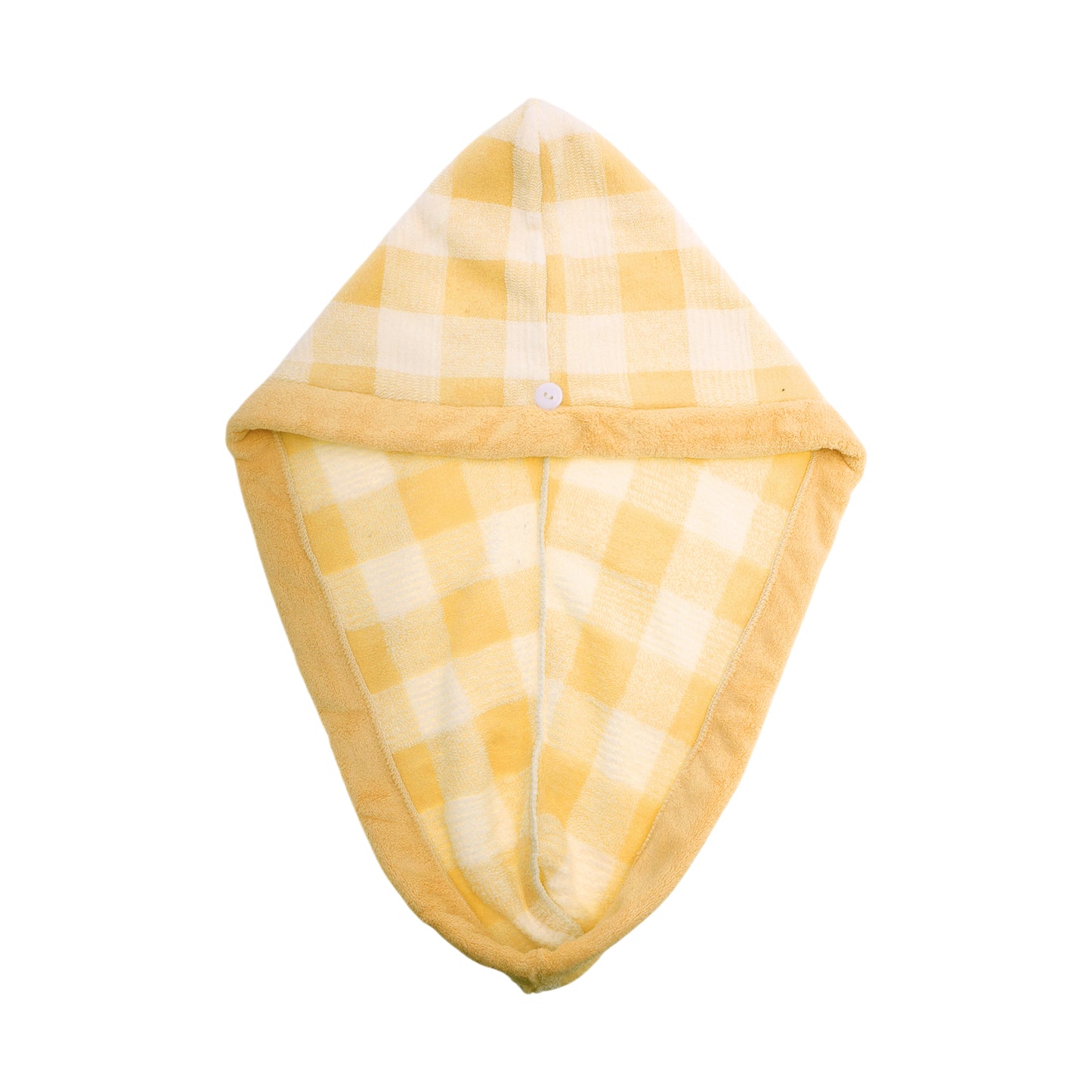 1 Pc Water-absorbent Plaid Hair Drying Towel for Bathroom Yellow