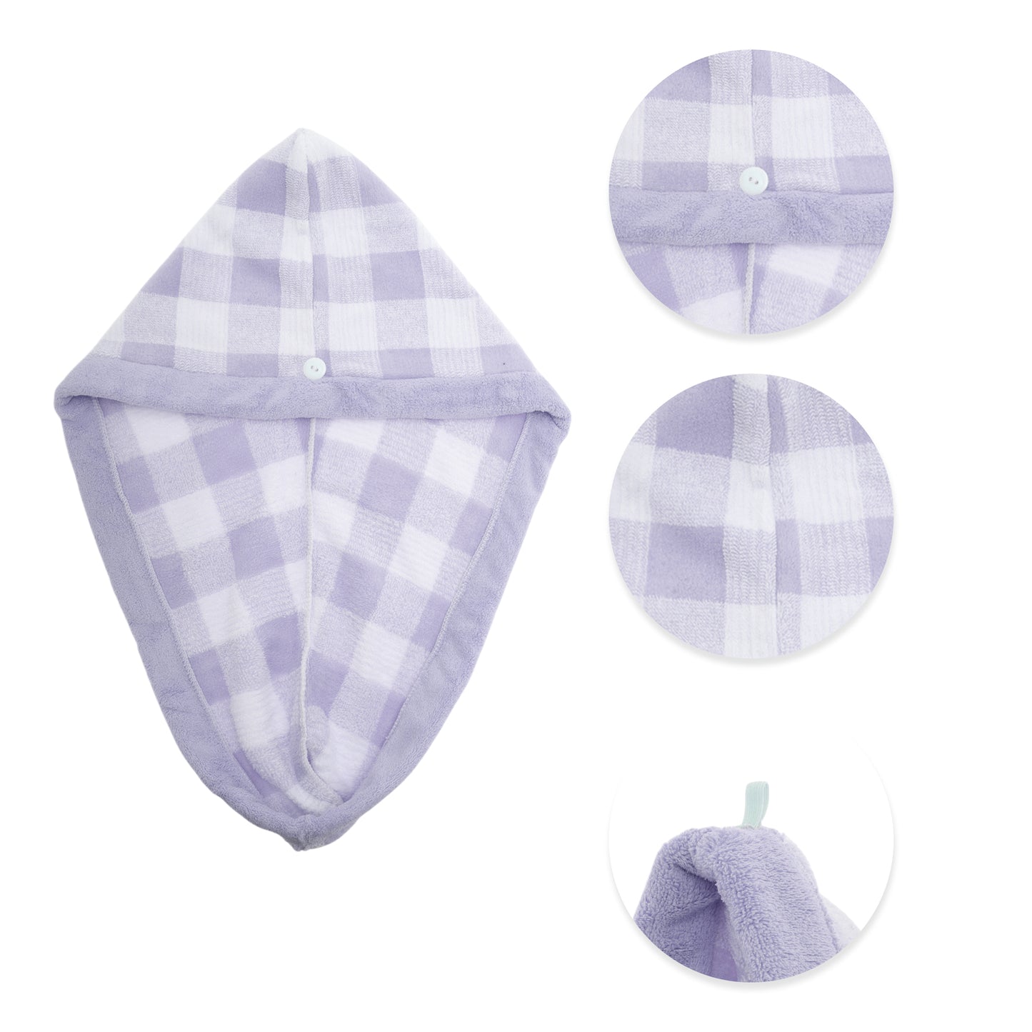 1 Pc Water-absorbent Plaid Hair Drying Towel for Bathroom Purple