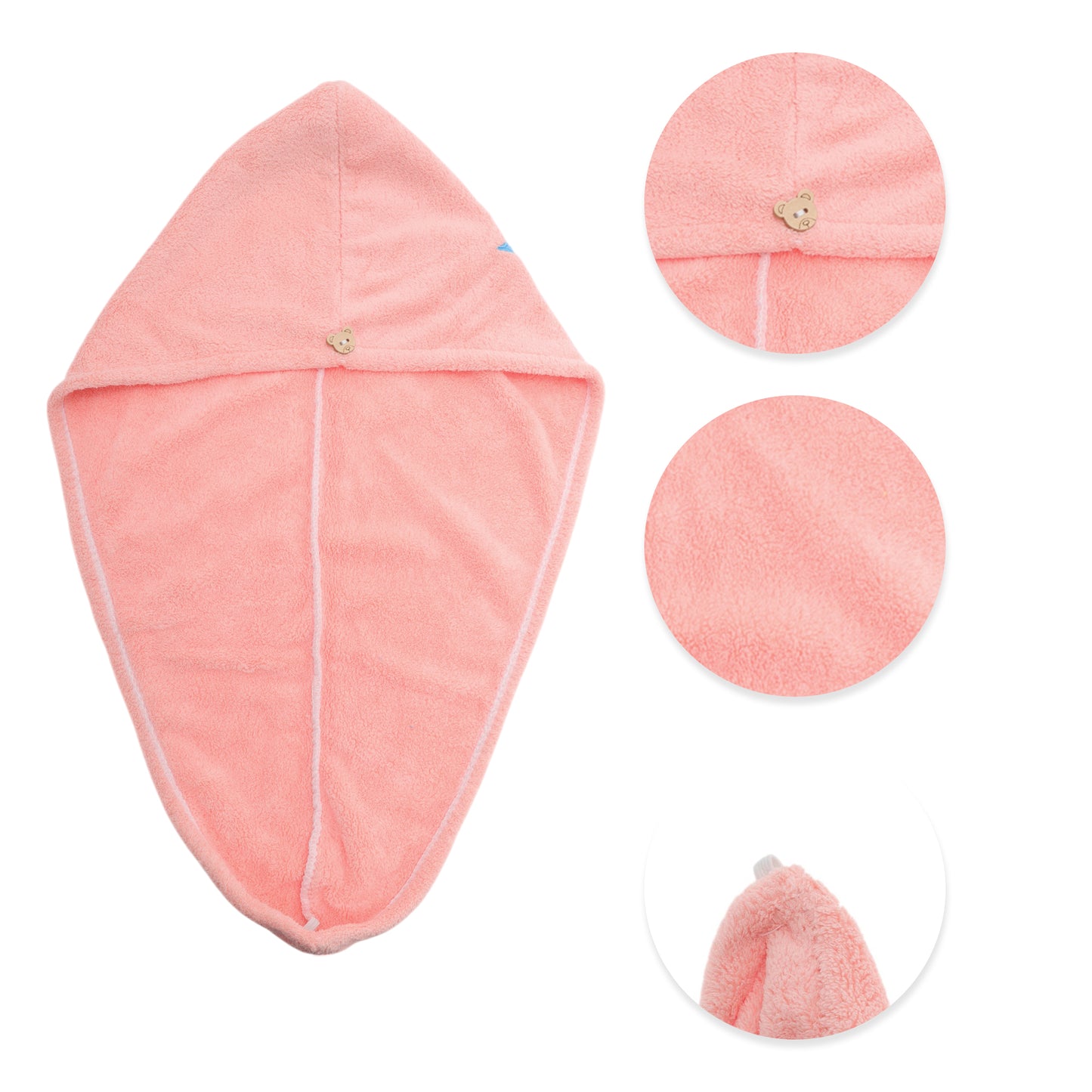 1 Pc Water-absorbent Embroidery Hair Drying Towel for Bathroom Pink