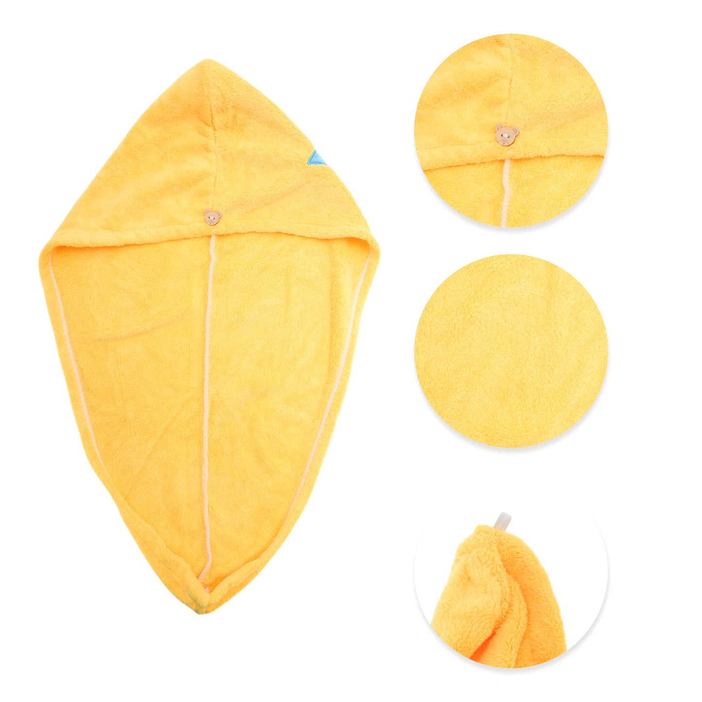 1 Pc Water-absorbent Embroidery Hair Drying Towel for Bathroom Yellow
