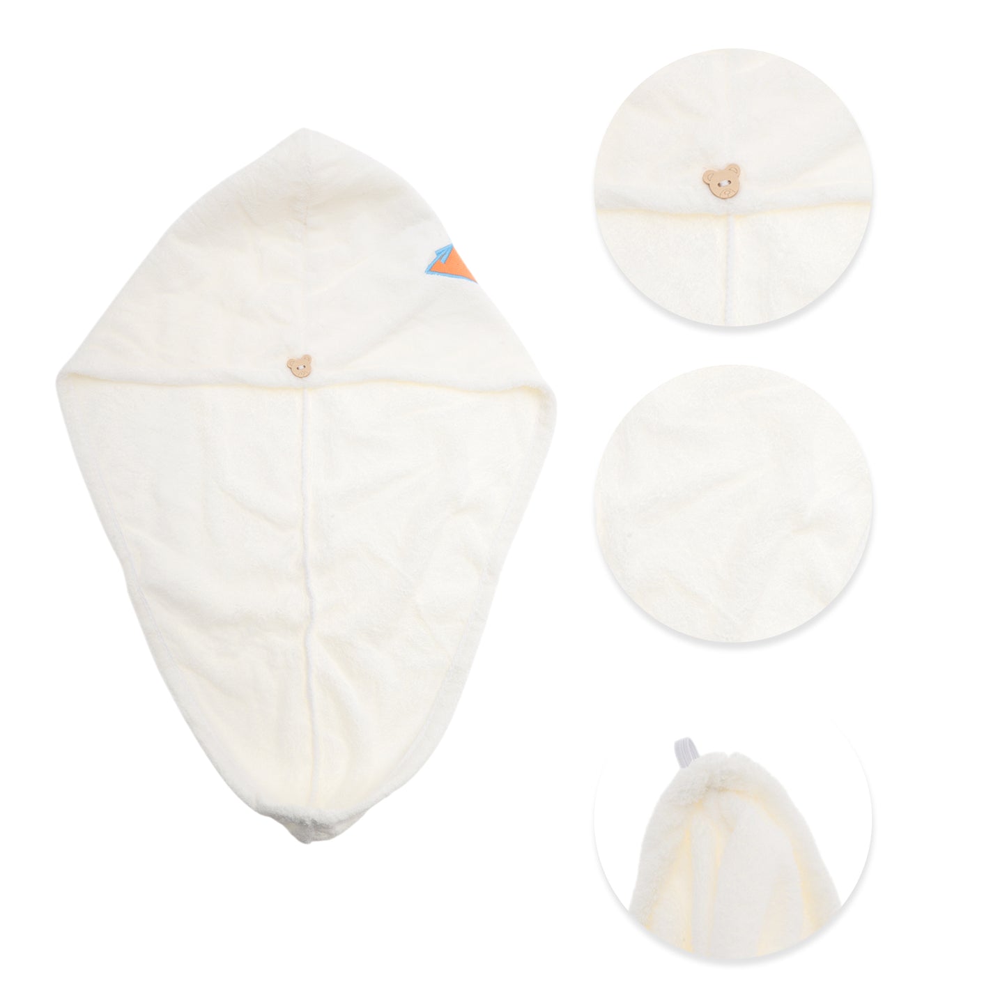 1 Pc Water-absorbent Embroidery Hair Drying Towel for Bathroom White